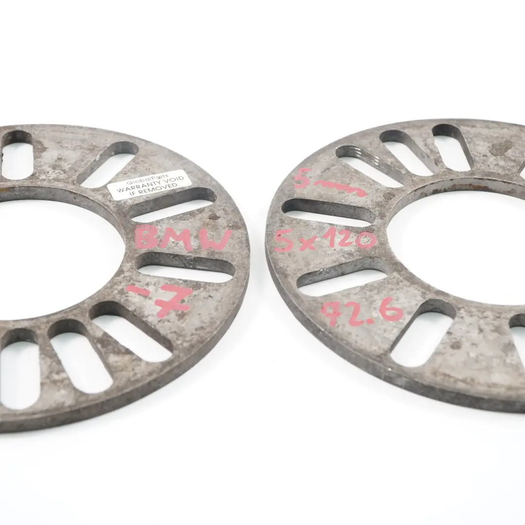  Alloy Wheel Spacers Hubcentric Shims BMW 5x120 72.56mm 5mm - SKU BMW Spacer Set 5x120-7 - Part number BMW Spacer Set 5x120