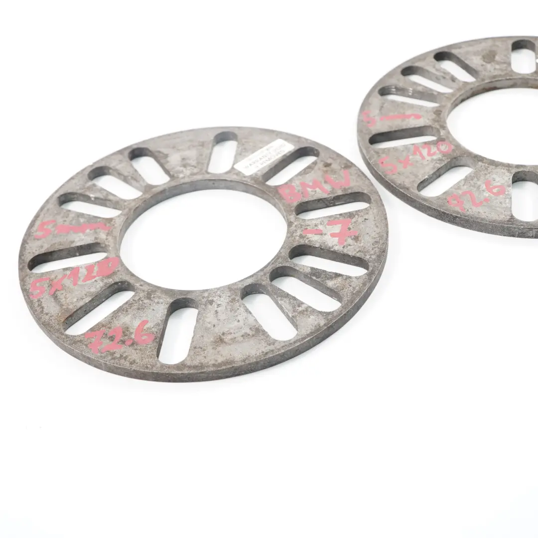  Alloy Wheel Spacers Hubcentric Shims BMW 5x120 72.56mm 5mm - SKU BMW Spacer Set 5x120-7 - Part number BMW Spacer Set 5x120