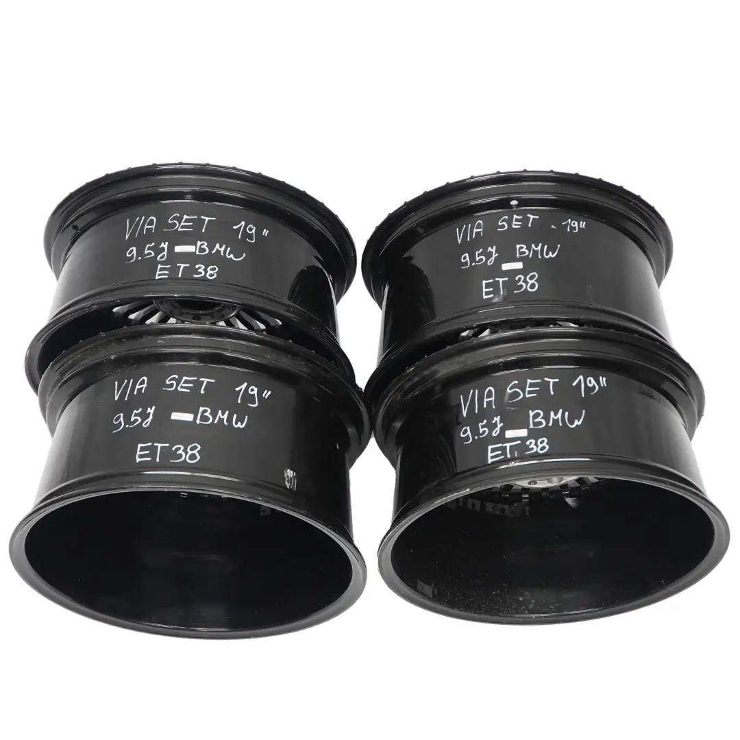 Komplett Satz 4X Leichtmetall Felgen Schwarz 19" 9,5J ET:38 VIA für BMW E90 E91 mit Teilenummer VIA SET 18 BMW E90 E91 Komplett Satz 4X Leichtmetall Felgen Schwarz 19" 9,5J ET:38 VIA - SKU BMW-VIA-SET-19-95J - Teilenummer VIA SET 18