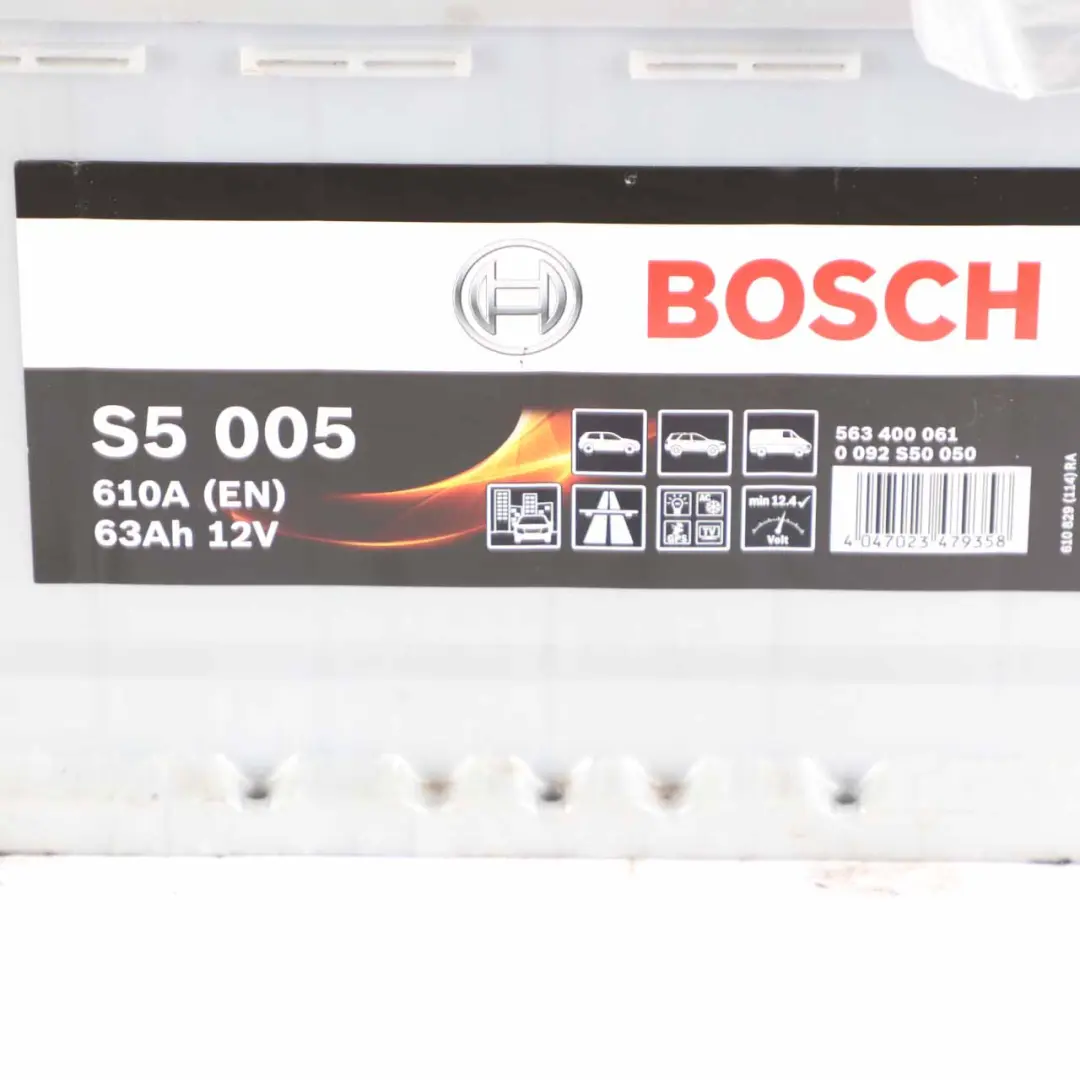 Bosch S5 005 Accumulator Battery 63Ah 610A 12V to with Part number Bosch S5 005 63Ah Accumulator Bosch S5 005 Accumulator Battery 63Ah 610A 12V - SKU Bosch S5 005 63Ah Accumulator - Part number Bosch S5 005 63Ah Accumulator