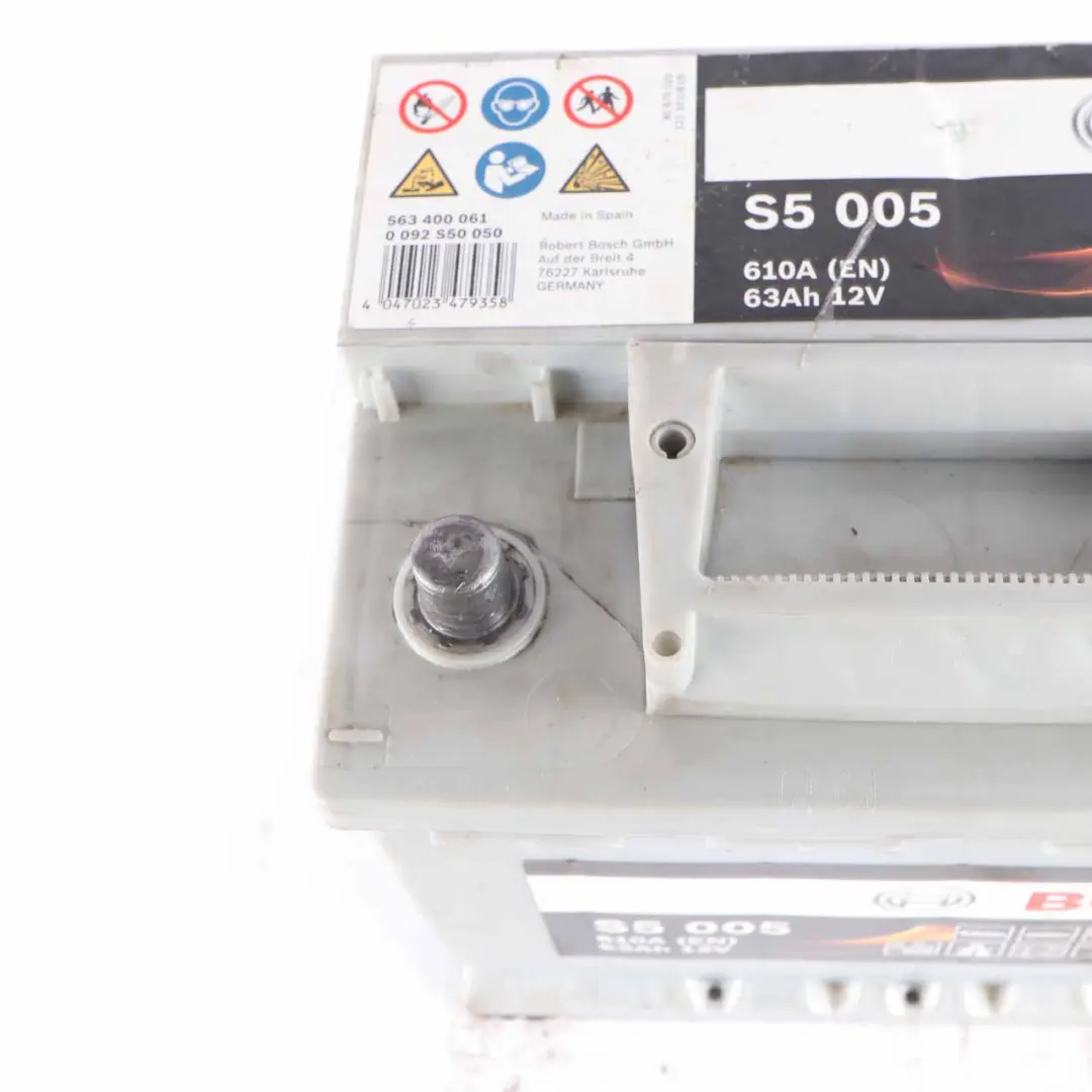  Bosch S5 005 Accumulator Battery 63Ah 610A 12V - SKU Bosch S5 005 63Ah Accumulator - Part number Bosch S5 005 63Ah Accumulator