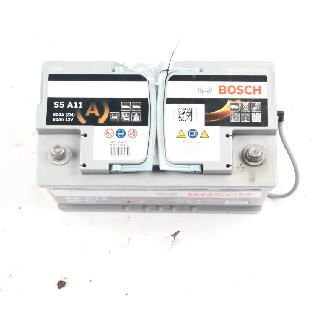  Bosch S5 A11 AGM Start Stop Accumulator Battery 80Ah 800A 12V - SKU BOSCH-AGM-80AH - Part number Bosch S5 A11 80Ah Accumulator