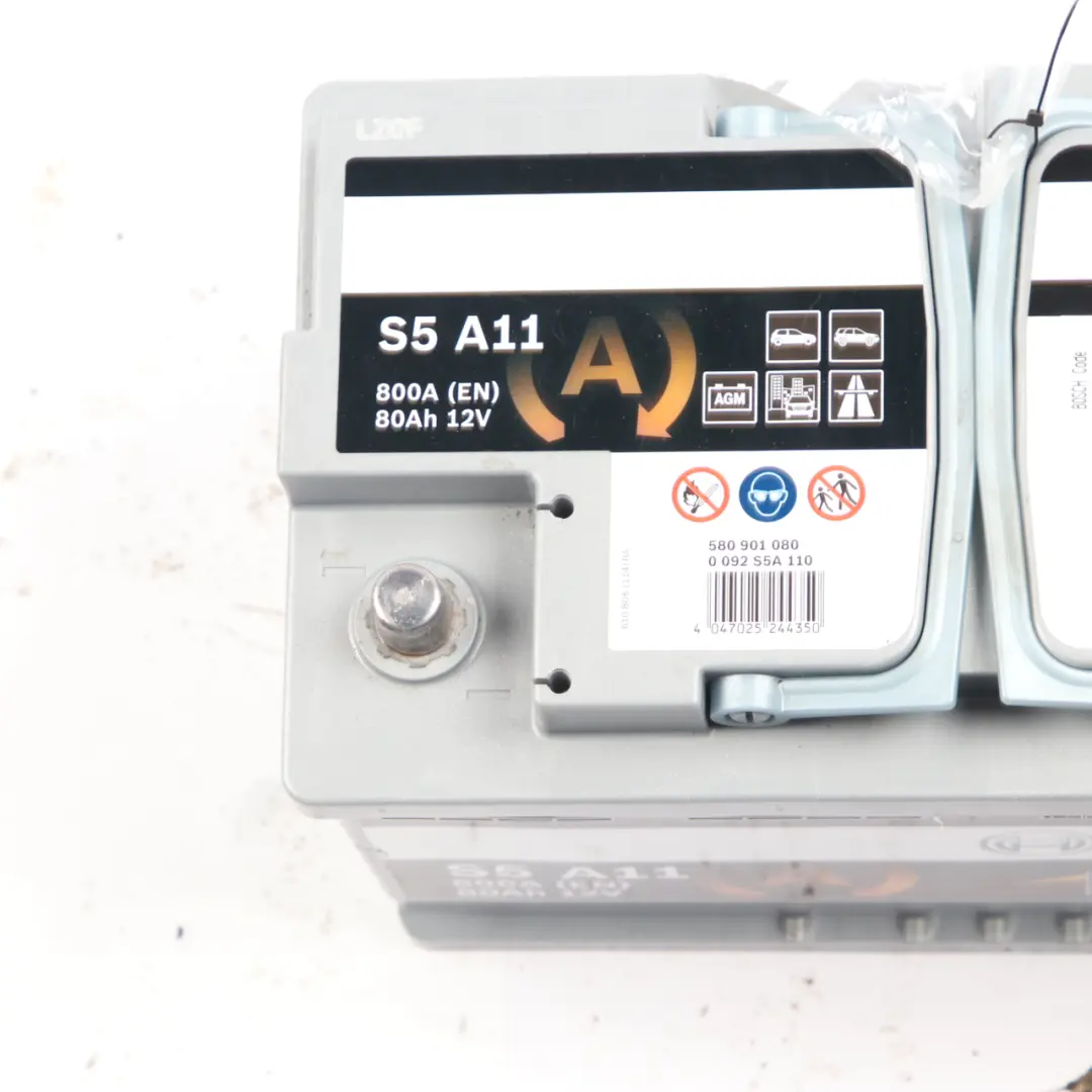Bosch S5 A11 AGM Start Stop Accumulator Battery 80Ah 800A 12V to with Part number Bosch S5 A11 80Ah Accumulator Bosch S5 A11 AGM Start Stop Accumulator Battery 80Ah 800A 12V - SKU BOSCH-AGM-80AH - Part number Bosch S5 A11 80Ah Accumulator