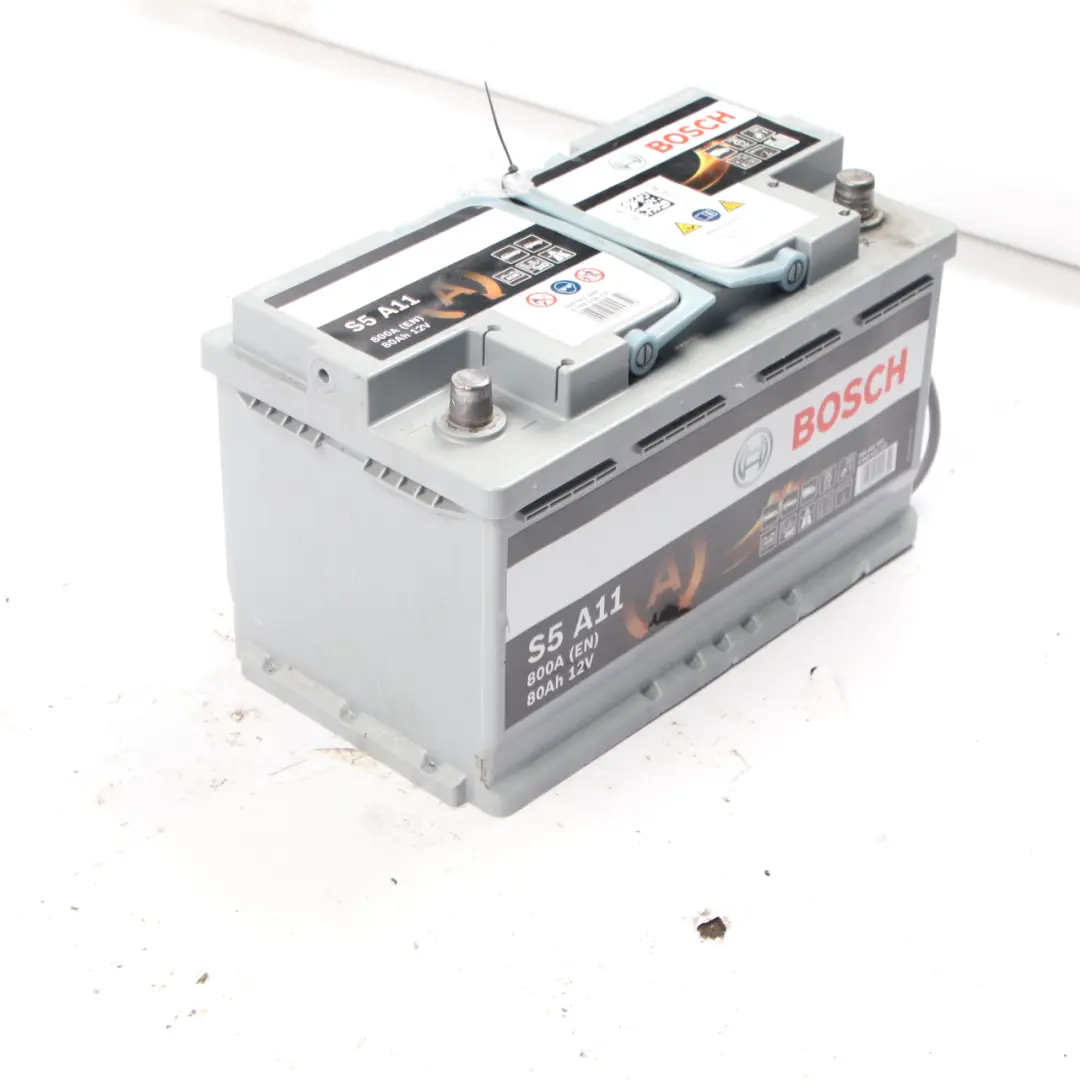 Bosch S5 A11 AGM Start Stop Accumulator Battery 80Ah 800A 12V to with Part number Bosch S5 A11 80Ah Accumulator Bosch S5 A11 AGM Start Stop Accumulator Battery 80Ah 800A 12V - SKU BOSCH-AGM-80AH - Part number Bosch S5 A11 80Ah Accumulator