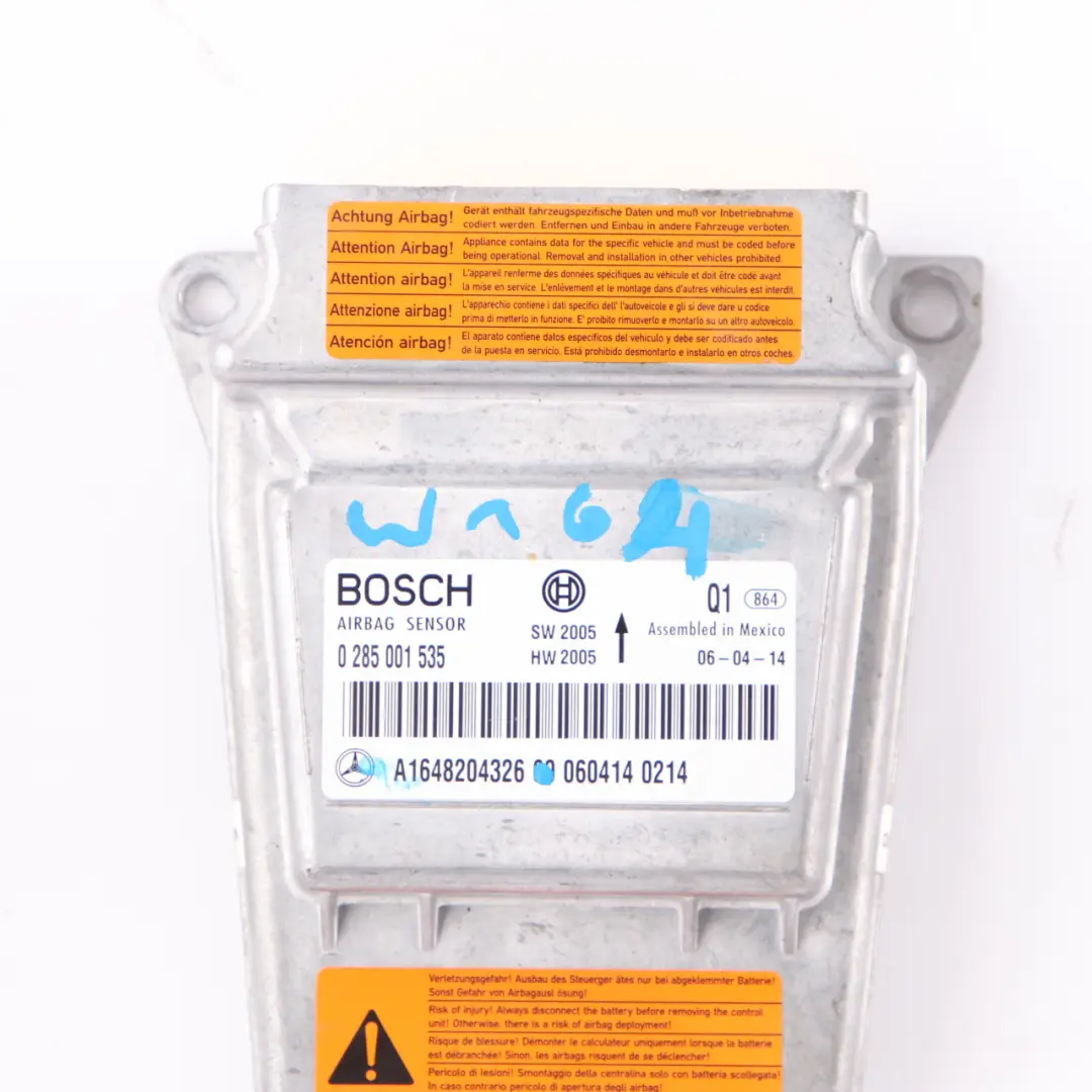 MLW164 Moduł Kontroler Poduszki Powietrznej Airbag do Mercedes o numerze A1648204326 Mercedes MLW164 Moduł Kontroler Poduszki Powietrznej Airbag - SKU A1648204326 - Numer Części A1648204326