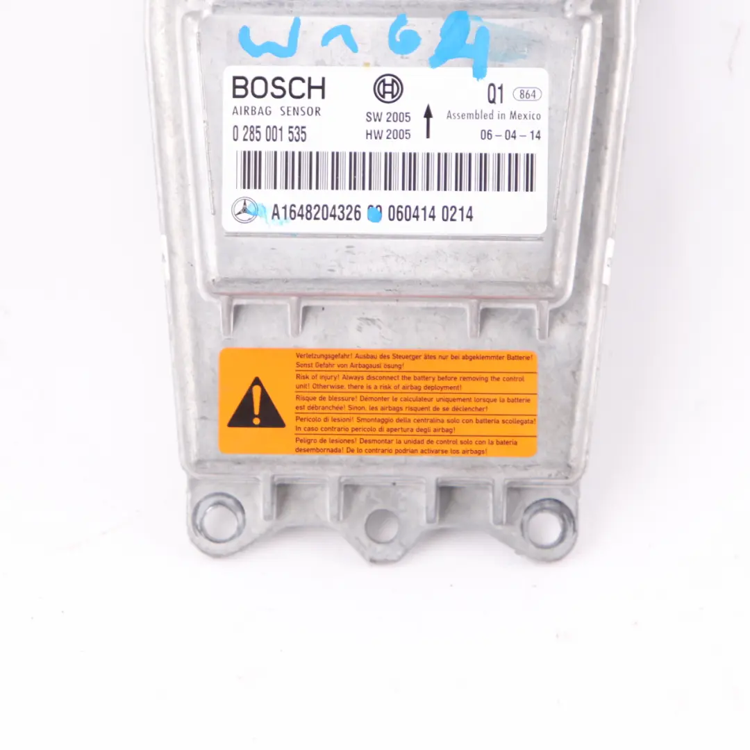 MLW164 Moduł Kontroler Poduszki Powietrznej Airbag do Mercedes o numerze A1648204326 Mercedes MLW164 Moduł Kontroler Poduszki Powietrznej Airbag - SKU A1648204326 - Numer Części A1648204326