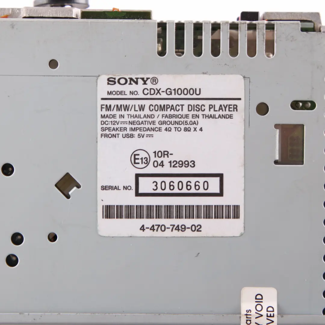  Genuine Sony CD Compact Disc Stereo Audio Player Head Unit - SKU CDX-G1000U - Part number CDX-G1000U
