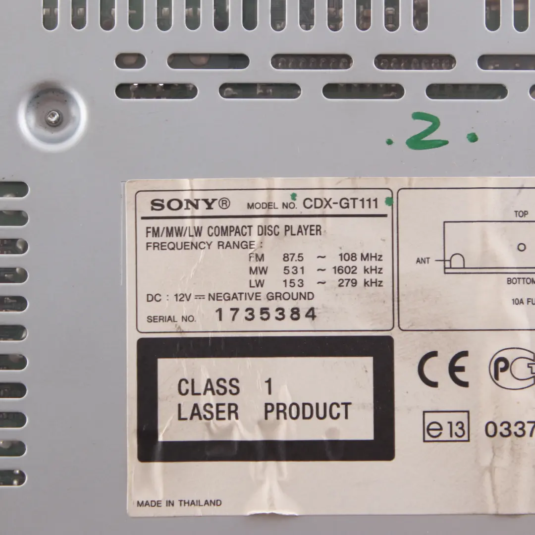 Genuine Sony Xplod CD Compact Disc Stereo Audio Player Head Unit  - SKU CDX-GT111 - Part number CDX-GT111