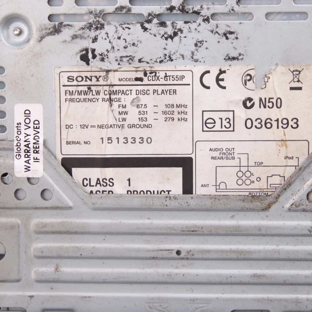 Genuine Sony CD MP3 AUX Stereo Audio Radio Player Head Unit to with Part number CDX-GT55IP Genuine Sony CD MP3 AUX Stereo Audio Radio Player Head Unit - SKU CDX-GT55IP - Part number CDX-GT55IP