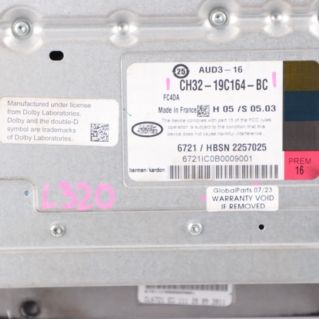 Audio Amplifier Harman Kardon to Land Rover Range Rover Sport L320 with Part number CH3219C164BC Land Rover Range Rover Sport L320 Audio Amplifier Harman Kardon - SKU CH3219C164BC - Part number CH3219C164BC