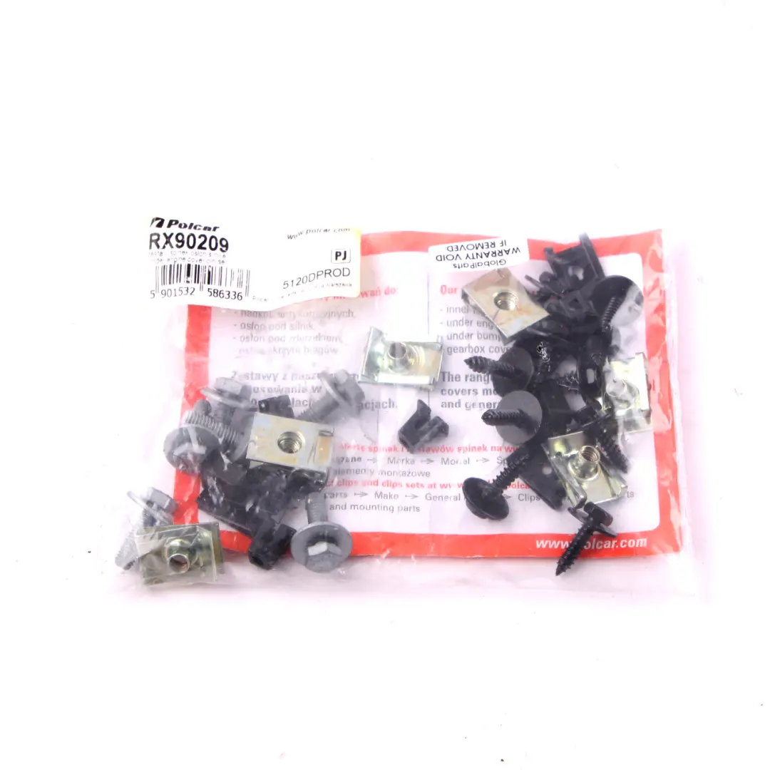 BMW E90 E91 Polcar Engine Underbonnet Shield Protection Screen Clips Screws Set - SKU Clips Set E90 - Part number Clips Set E90