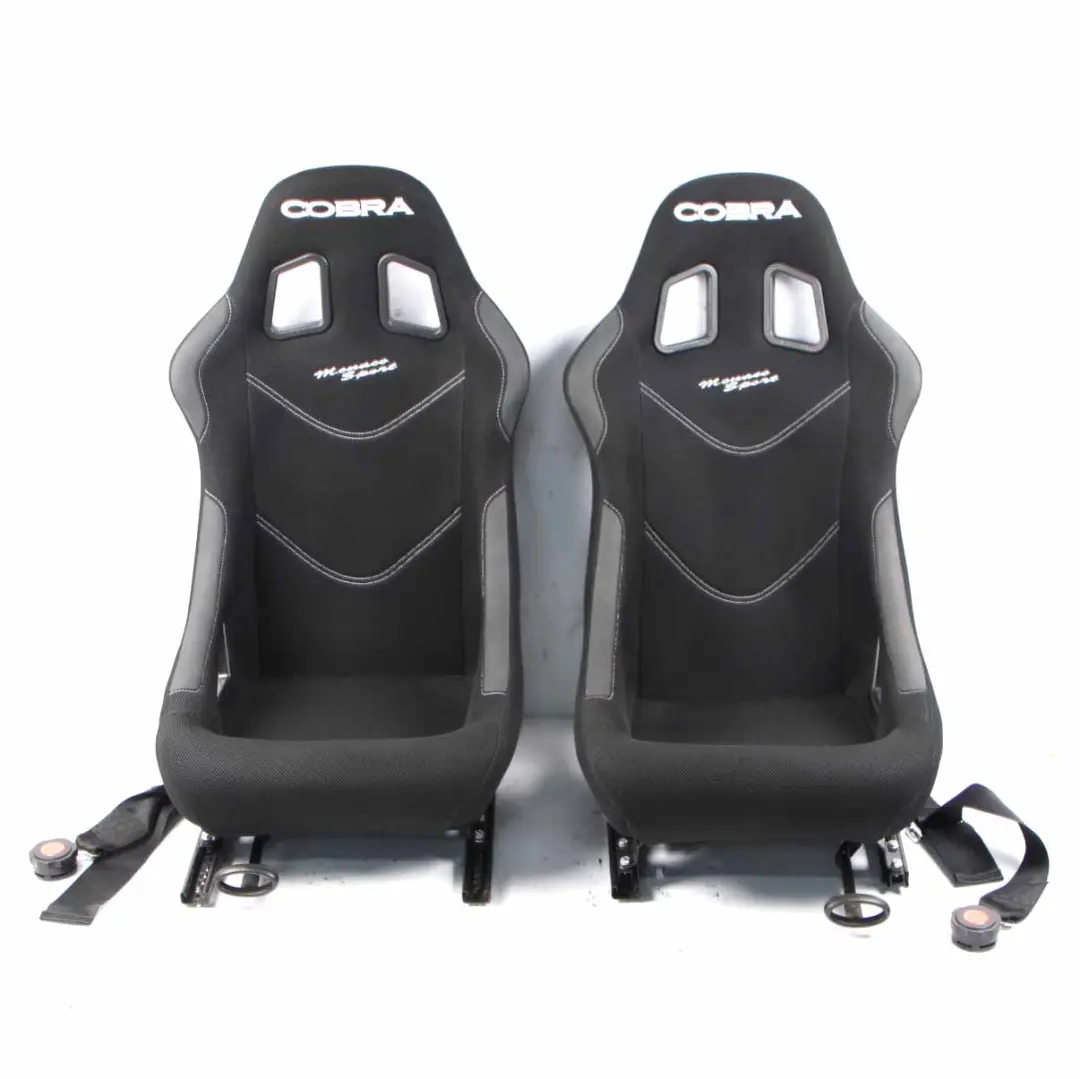  Seats Mini R53 Cobra Monaco Bucket Seat Set Black Rally Belts Mountage Bars - SKU Cobra Monaco Sport R53 Set - Part number Cobra Monaco Sport R53 Set