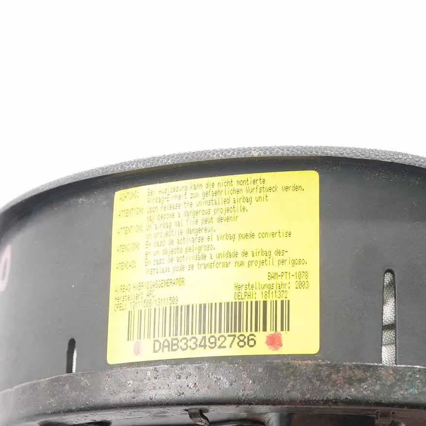 Vauxhall Combo Steering Wheel Air Bag Driver's Side Module Airbag - SKU DAB33492786 - Part number DAB33492786