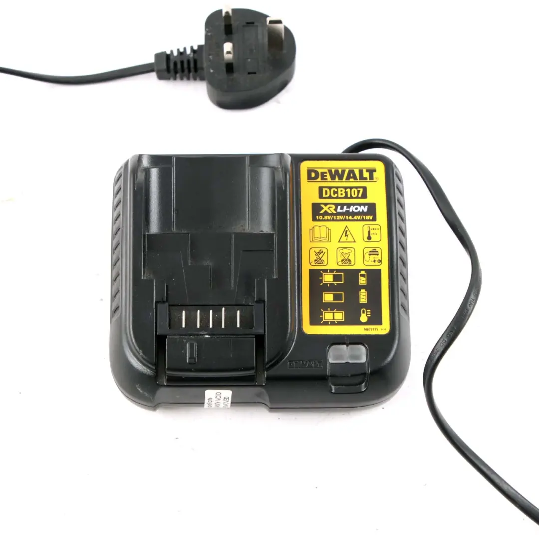 DeWalt Fast Li-Ion Lithium-Ion Battery Charger Charging Unit XR to with Part number DCB107 DeWalt Fast Li-Ion Lithium-Ion Battery Charger Charging Unit XR - SKU DCB107 - Part number DCB107