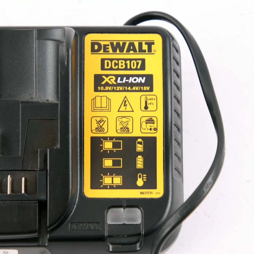 DeWalt Fast Li-Ion Lithium-Ion Battery Charger Charging Unit XR to with Part number DCB107 DeWalt Fast Li-Ion Lithium-Ion Battery Charger Charging Unit XR - SKU DCB107 - Part number DCB107