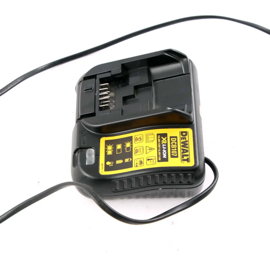 DeWalt Fast Li-Ion Lithium-Ion Battery Charger Charging Unit XR to with Part number DCB107 DeWalt Fast Li-Ion Lithium-Ion Battery Charger Charging Unit XR - SKU DCB107 - Part number DCB107