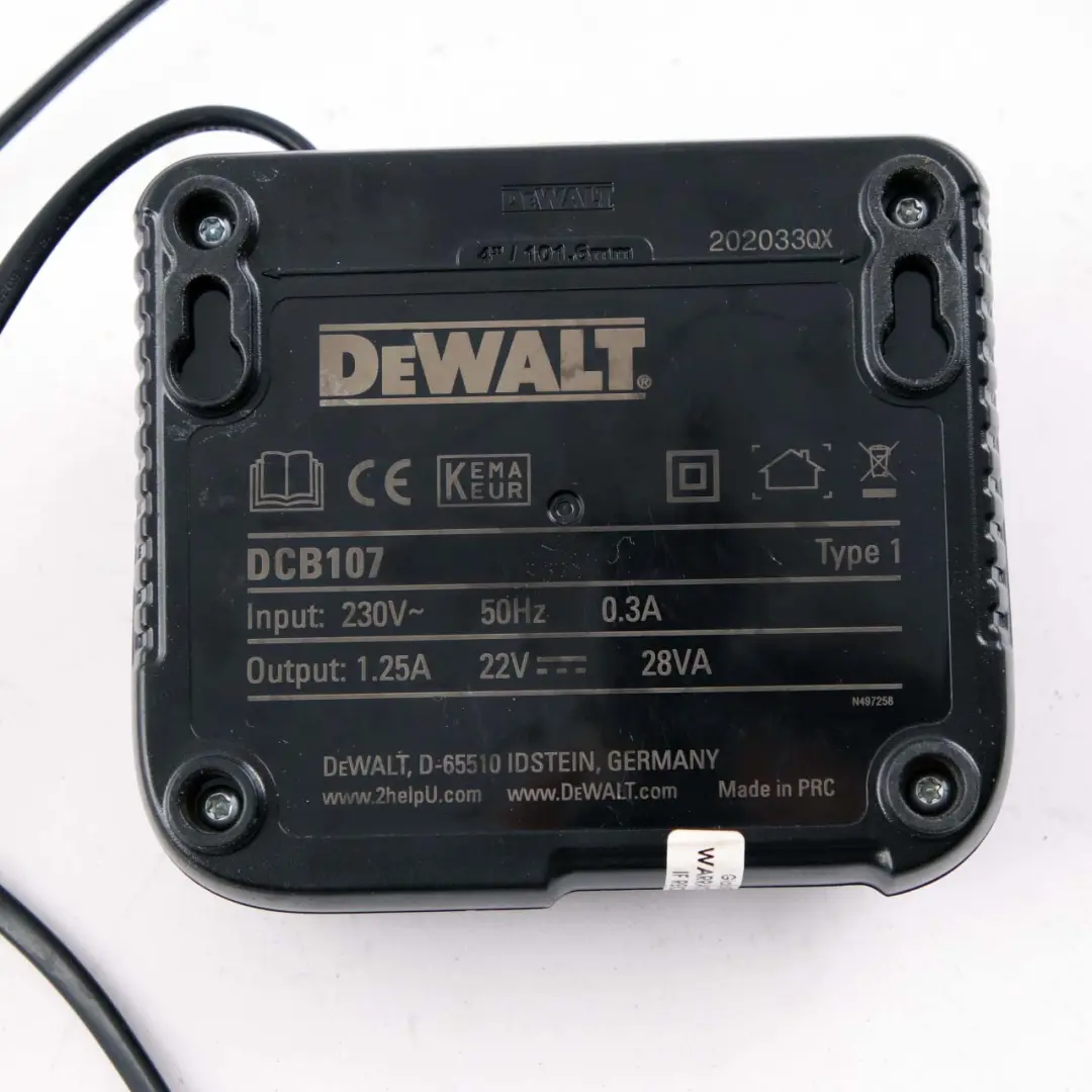 DeWalt Fast Li-Ion Lithium-Ion Battery Charger Charging Unit XR to with Part number DCB107 DeWalt Fast Li-Ion Lithium-Ion Battery Charger Charging Unit XR - SKU DCB107 - Part number DCB107