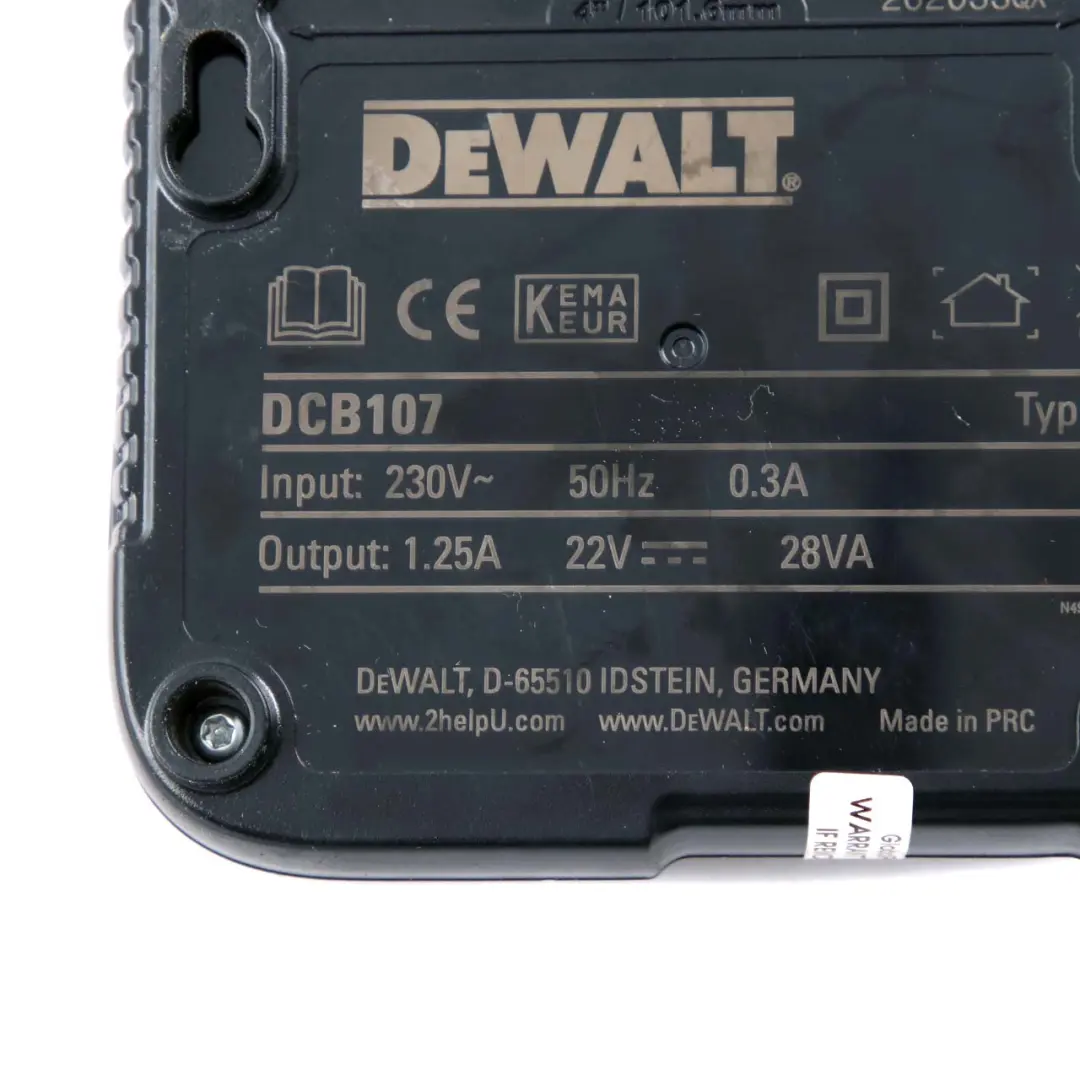 DeWalt Fast Li-Ion Lithium-Ion Battery Charger Charging Unit XR to with Part number DCB107 DeWalt Fast Li-Ion Lithium-Ion Battery Charger Charging Unit XR - SKU DCB107 - Part number DCB107