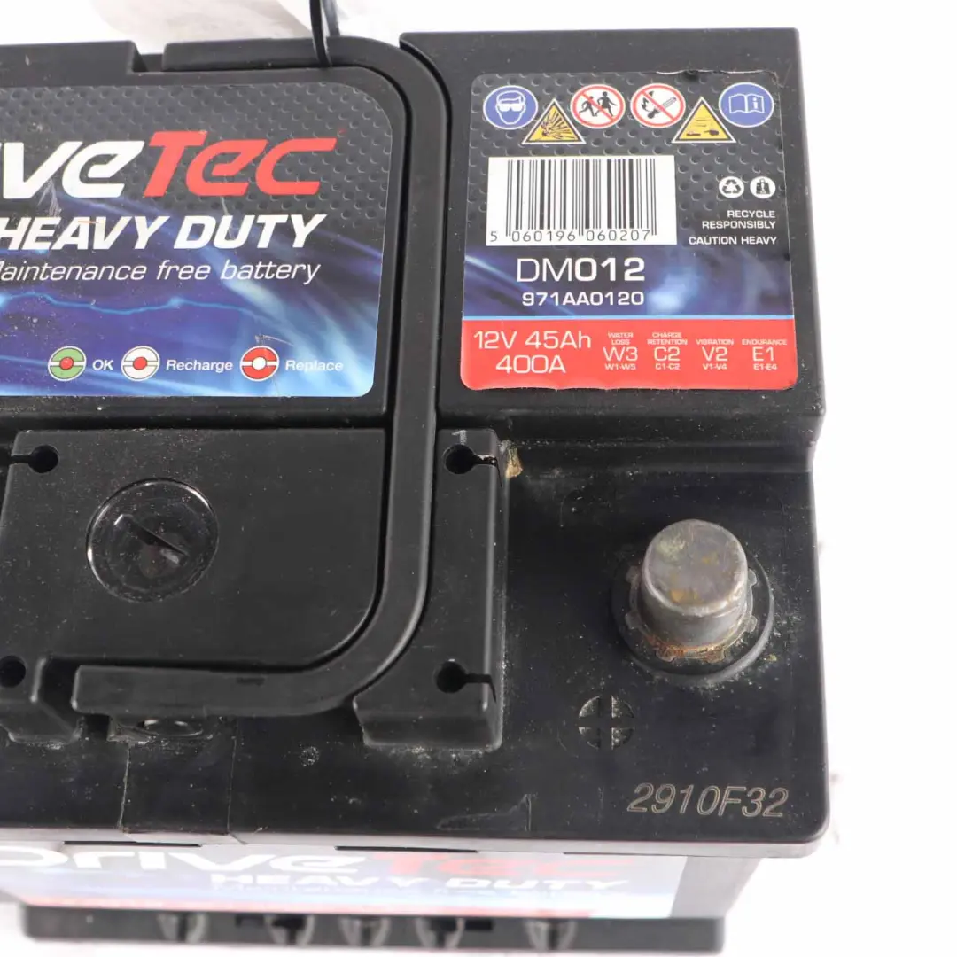  DriveTec Heavy Duty 12V Accumulator Battery 45Ah 400A DM012 - SKU DriveTec Heavy Duty 45Ah Accumulator - Part number DriveTec Heavy Duty 45Ah Accumulator