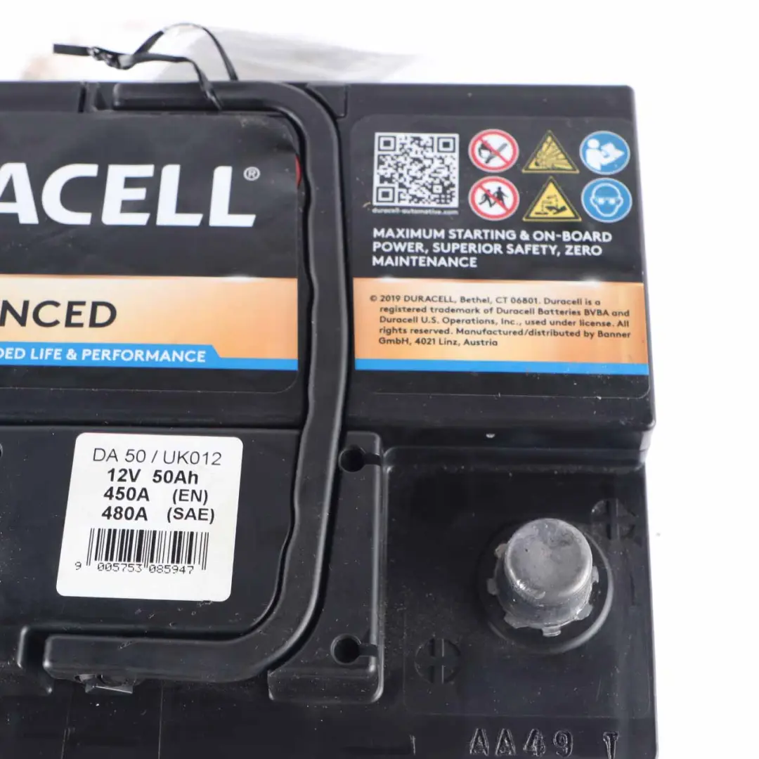 DURACELL Advanced Accumulator Battery 50Ah 450A 12V to with Part number Duracell 50Ah Accumulator DURACELL Advanced Accumulator Battery 50Ah 450A 12V - SKU Duracell 50Ah Accumulator - Part number Duracell 50Ah Accumulator