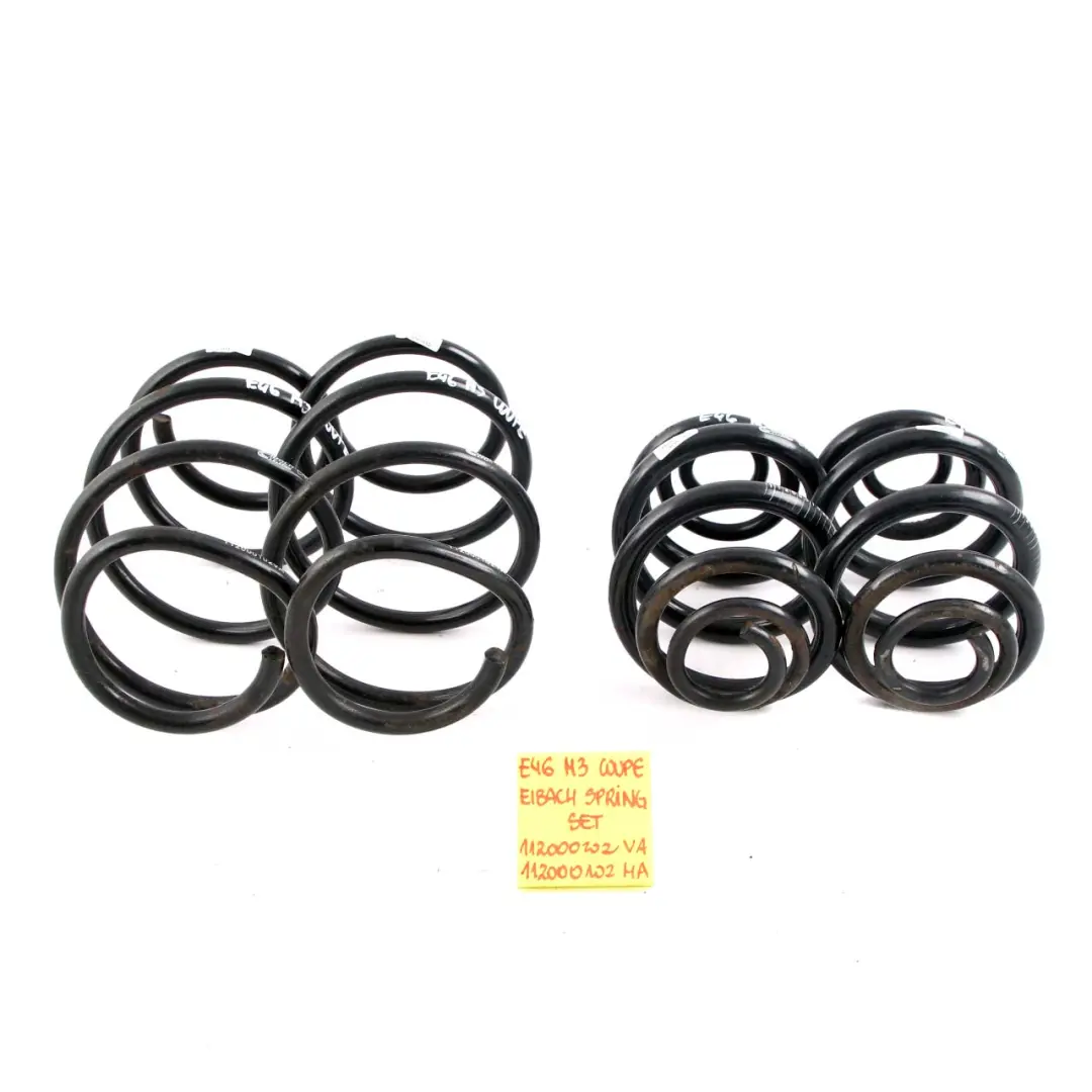 Coil Spring Set Front Rear Left Right N/O/S Eibach to BMW E46 M3 Coupe with Part number E46 M3 Coil Spring Set BMW E46 M3 Coupe Coil Spring Set Front Rear Left Right N/O/S Eibach - SKU E46 M3 Coil Spring Set - Part number E46 M3 Coil Spring Set