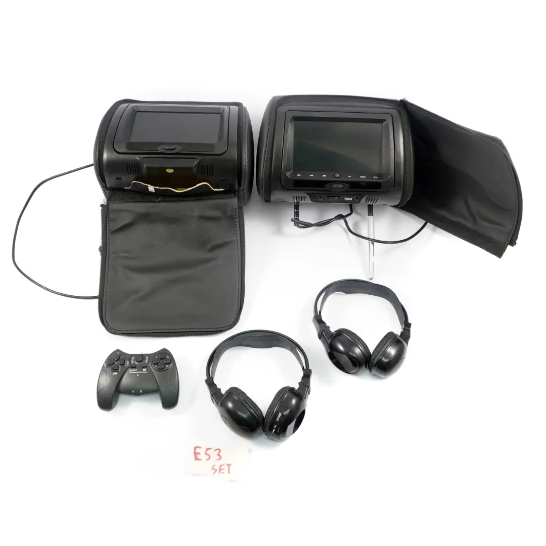 BMW X5 E53 Poggiatesta Sereen Sedile Anteriore Monitor Set Intrattenimento - SKU E53 Headrest Set - Numero di parte E53 Headrest Black