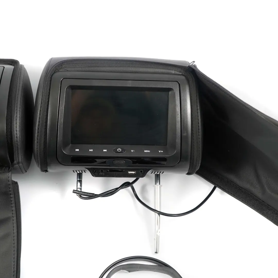 BMW X5 E53 Headrest Screen Front Seat Left Right N/O/S Monitor Entertainment Set - SKU E53 Headrest Set - Part number E53 Headrest Black