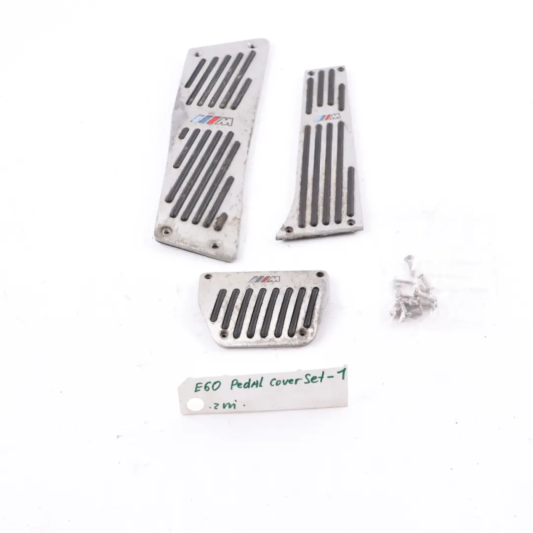 Aluminium Pedal Cover Set Automatic Transmission to BMW E87 E90 E60 M Performance with Part number E60 Pedal Cover Set BMW E87 E90 E60 M Performance Aluminium Pedal Cover Set Automatic Transmission - SKU E60 Pedal Cover Set-1 - Part number E60 Pedal Cover Set
