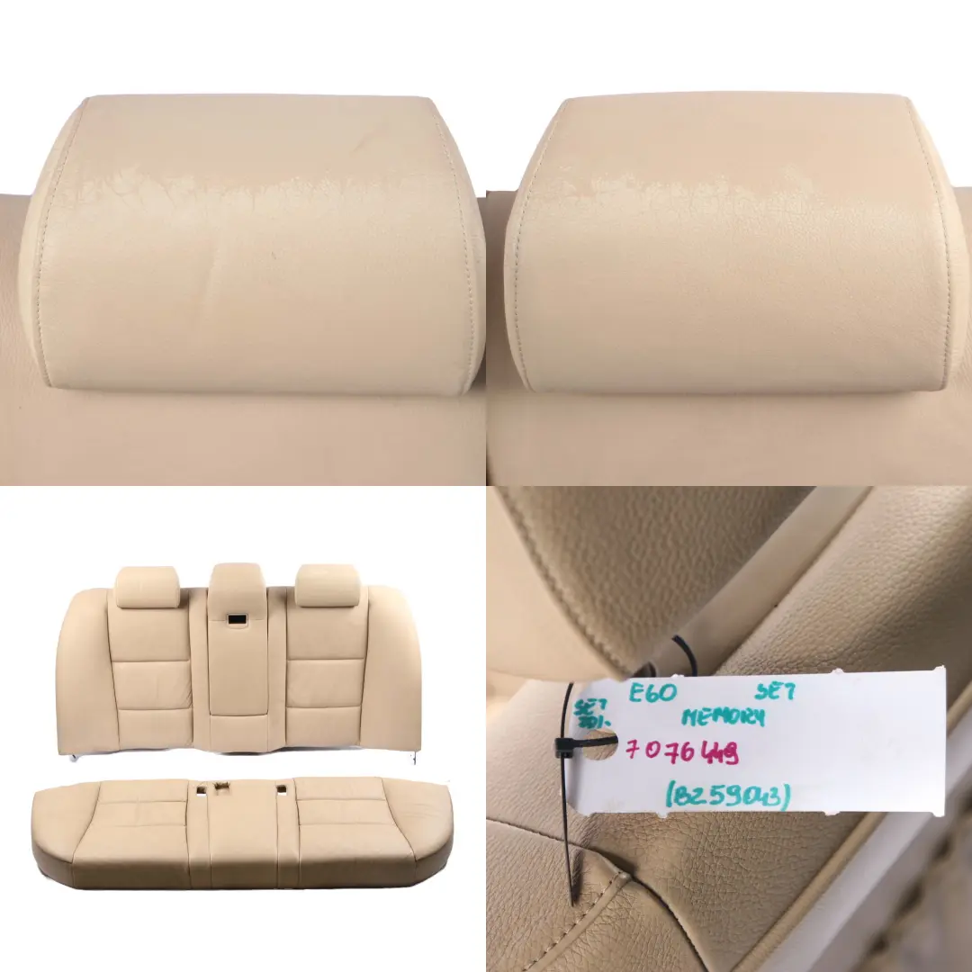 Seats BMW E60 Saloon Beige Leather Interior Set Front Rear Seat Memory to Sport with Part number 7076449 Sport Seats BMW E60 Saloon Beige Leather Interior Set Front Rear Seat Memory - SKU E60 Sport Beige Leather (LCBA) - Part number 7076449