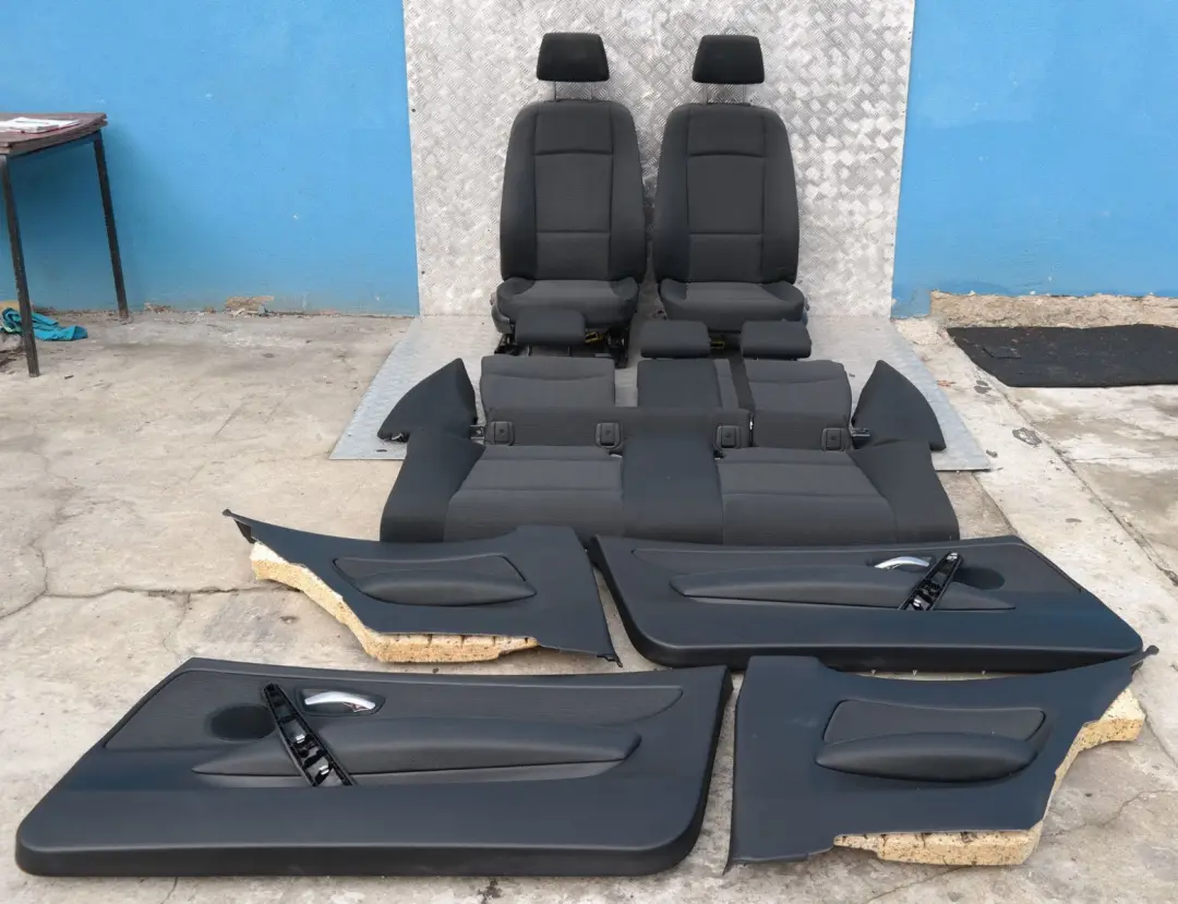 Cloth Interior Seats with Airbag and Door Cards Anthrazit Black to BMW 1 SERIES with Part number E81 BMW 1 SERIES Cloth Interior Seats with Airbag and Door Cards Anthrazit Black - SKU E81 Anthrazit Black Cloth Seats - Part number E81