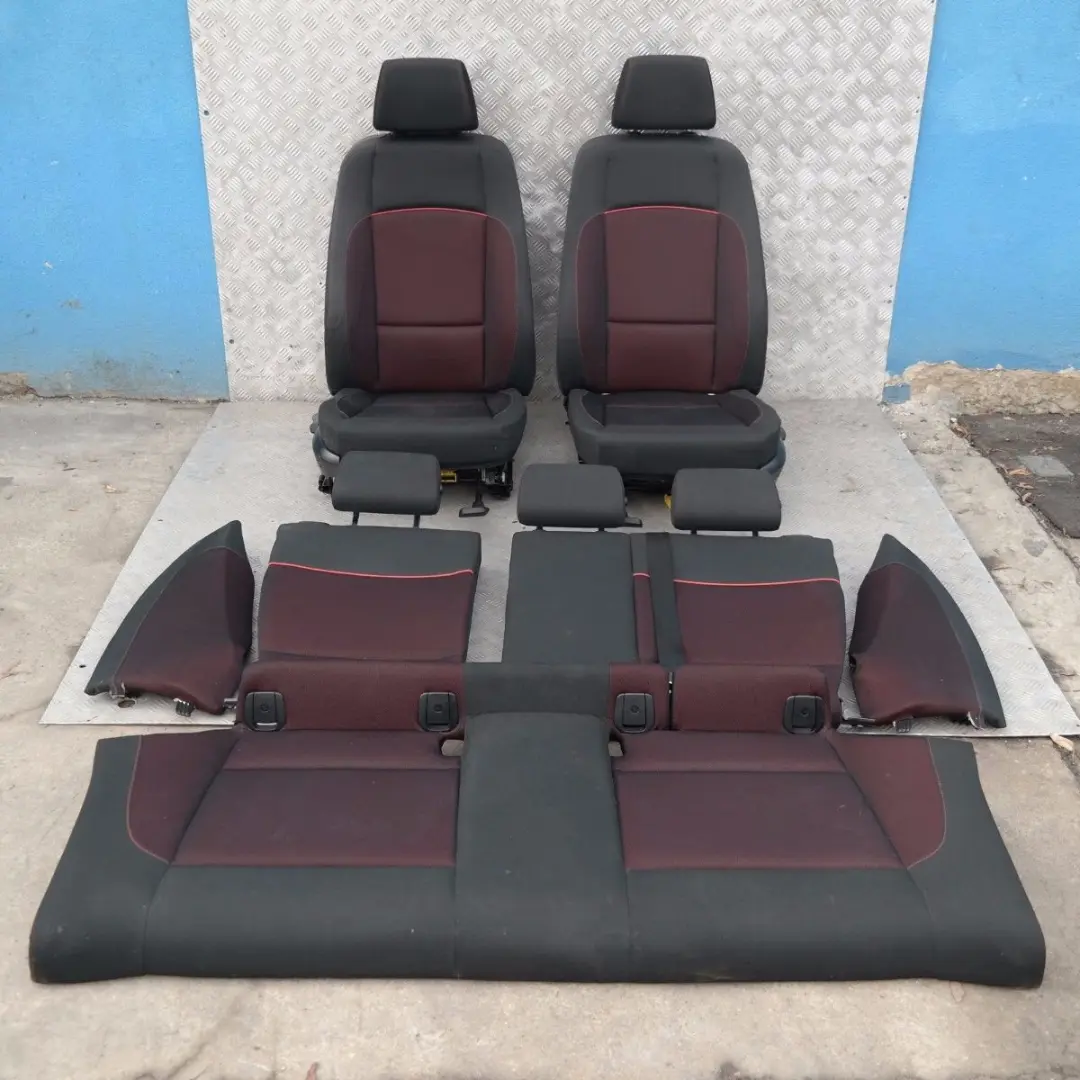 Cloth Interior Seats with Airbag and Door Cards Cranberry Red to BMW 1 SERIES with Part number E81 BMW 1 SERIES Cloth Interior Seats with Airbag and Door Cards Cranberry Red - SKU E81 Cranberry Red Cloth Seats - Part number E81