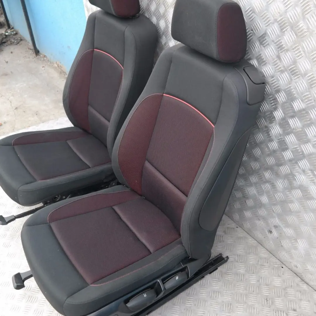 Cloth Interior Seats with Airbag and Door Cards Cranberry Red to BMW 1 SERIES with Part number E81 BMW 1 SERIES Cloth Interior Seats with Airbag and Door Cards Cranberry Red - SKU E81 Cranberry Red Cloth Seats - Part number E81