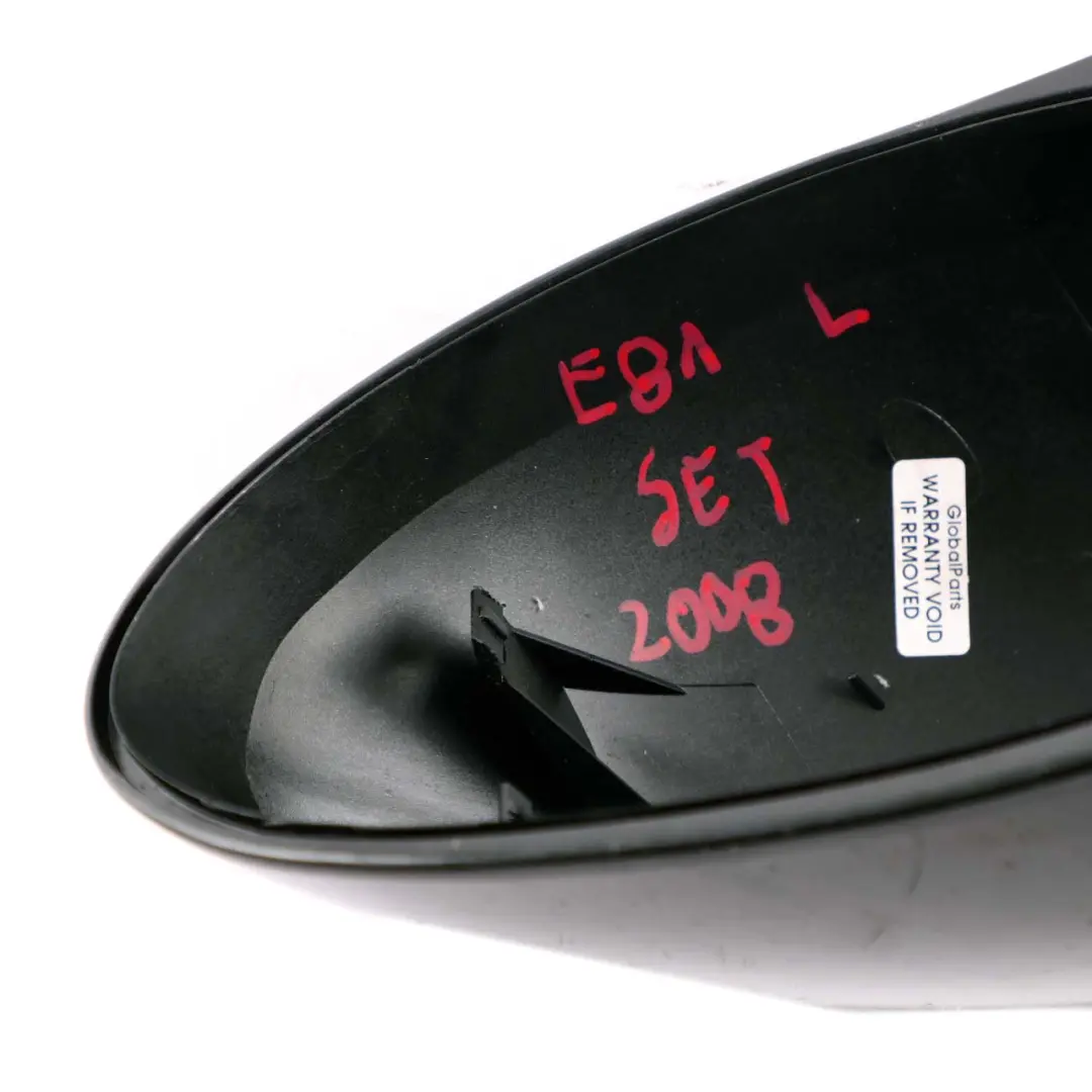  Wing Mirror Cover BMW E81 E82 E87 E88 Left Right N/O/S Cap Casing Black Set - SKU E81 E87 Mirror Cover Set - Part number E81 E87 Mirror Cover Set