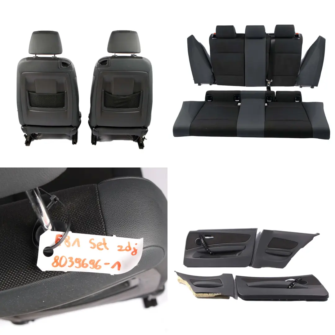 Seats BMW E81 M Sport Black Cloth / Imitation Leather Seat Front Rear Door Cards to with Part number 8039696 Seats BMW E81 M Sport Black Cloth / Imitation Leather Seat Front Rear Door Cards - SKU E81 Set Sport Seats (GCSW) - Part number 8039696
