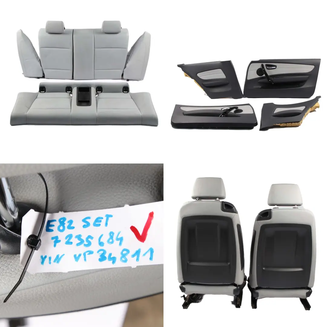 Seats BMW E82 Coupe Grey Leather Seat Front Rear Seat Seat with Door Cards to Sport with Part number E82 Sport Seats Grey Sport Seats BMW E82 Coupe Grey Leather Seat Front Rear Seat Seat with Door Cards - SKU E82 Sport Seats Grey - Part number E82 Sport Seats Grey