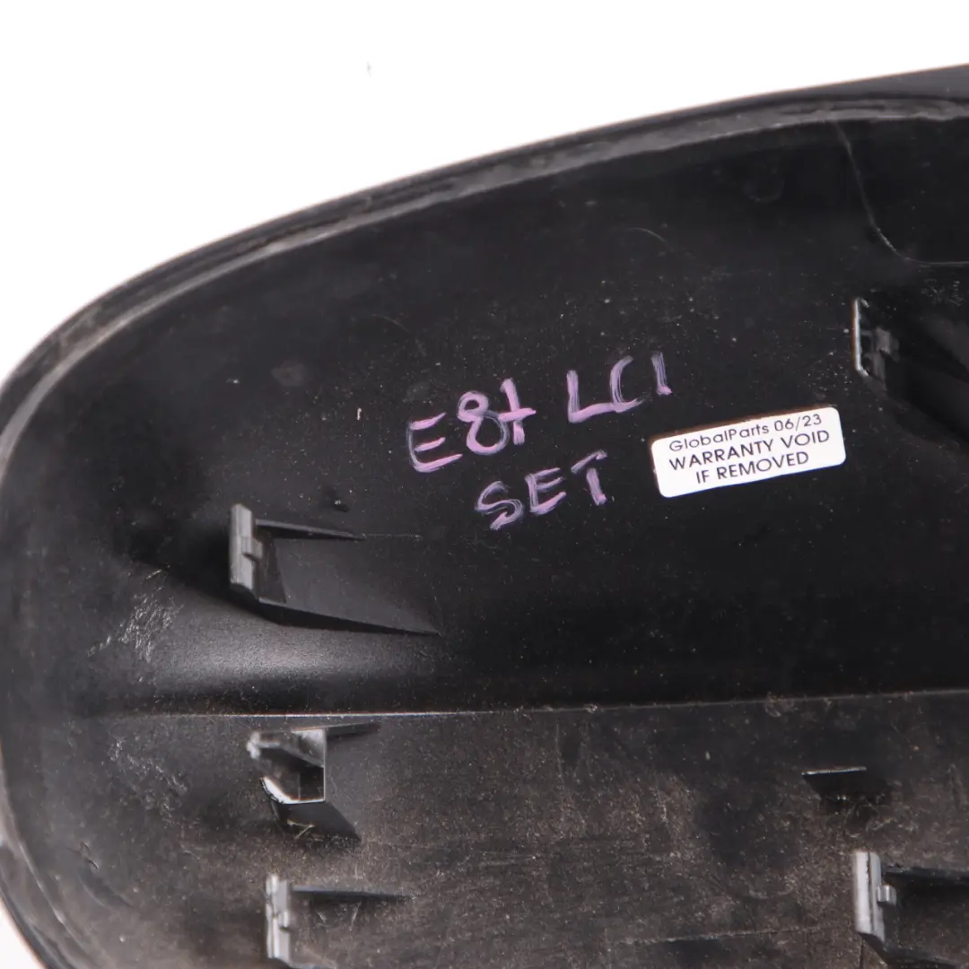 BMW E87 LCI Wing Mirror Cover Left Right N/O/S Cap Casing Housing Black Set - SKU E87 LCI Mirror Cover Set - Part number E87 LCI Mirror Cover Set