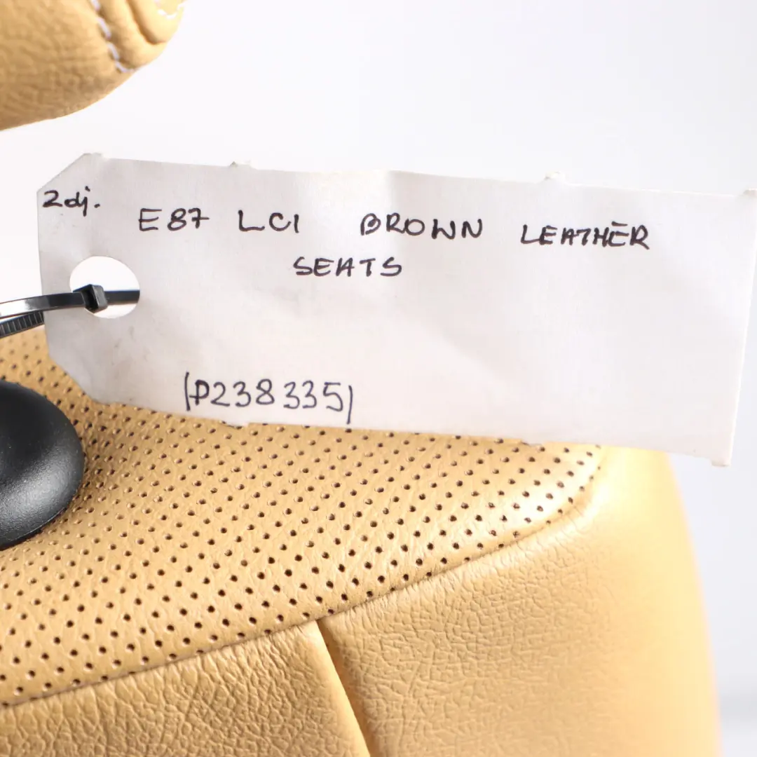 Leather Seats BMW E87 LCI Brown Interior Seat Perforated Front Rear Door Cards to with Part number E87 LCI Seats Brown Leather Set Leather Seats BMW E87 LCI Brown Interior Seat Perforated Front Rear Door Cards - SKU E87 LCI Seats Brown Leather Set - Part number E87 LCI Seats Brown Leather Set