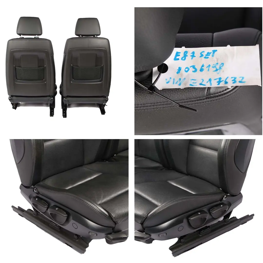  Seats BMW M Sport Black Leather Set Interior Front Rear Backrest Bench Sofa - SKU E87 M Sport Black Leather Seats-1 - Part number E87