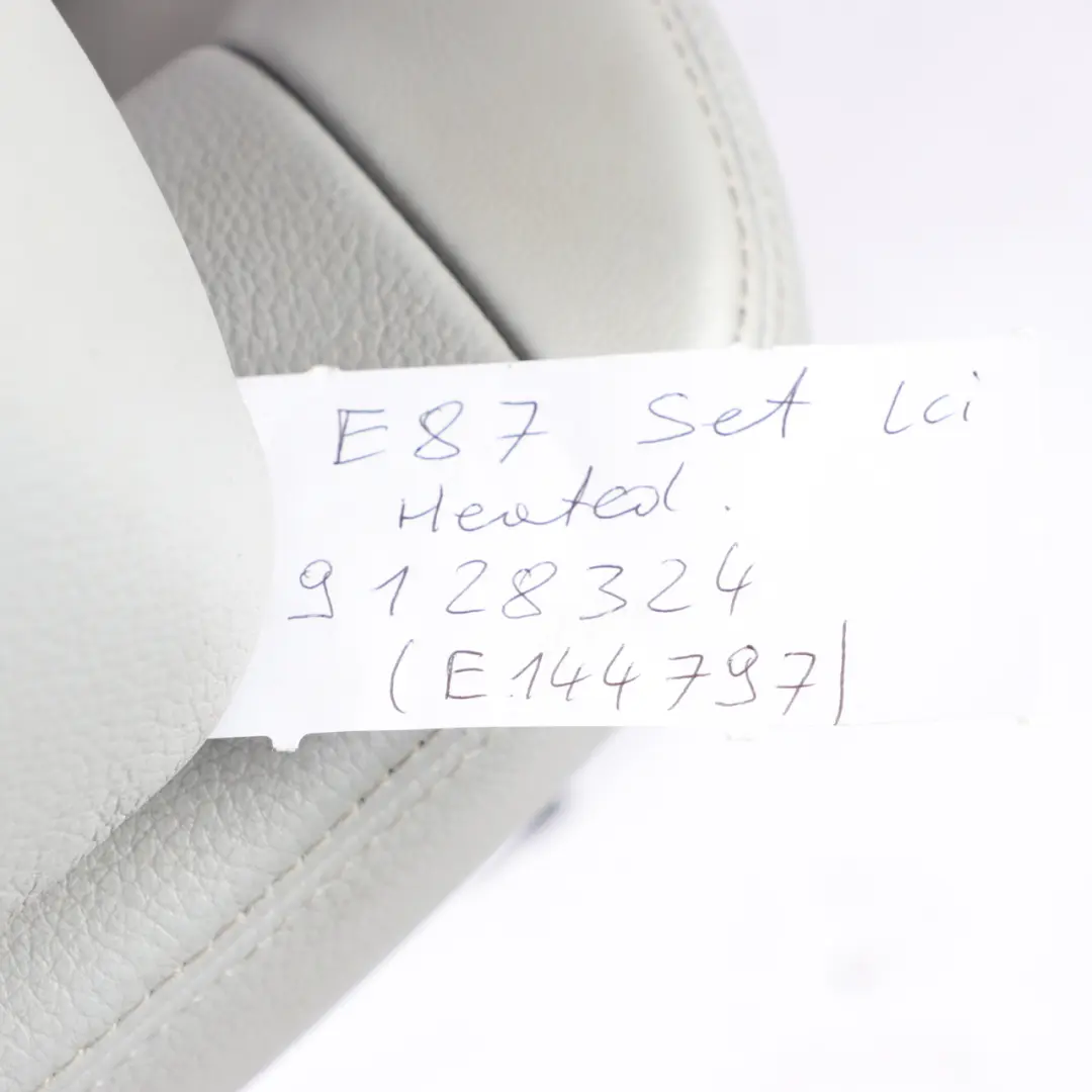 Heated Grey Leather Interior Seats with Door Cards Lumbar to BMW E87 LCI M Sport with Part number 9128324 BMW E87 LCI M Sport Heated Grey Leather Interior Seats with Door Cards Lumbar - SKU E87 M Sport Grey Leather Seats - Part number 9128324
