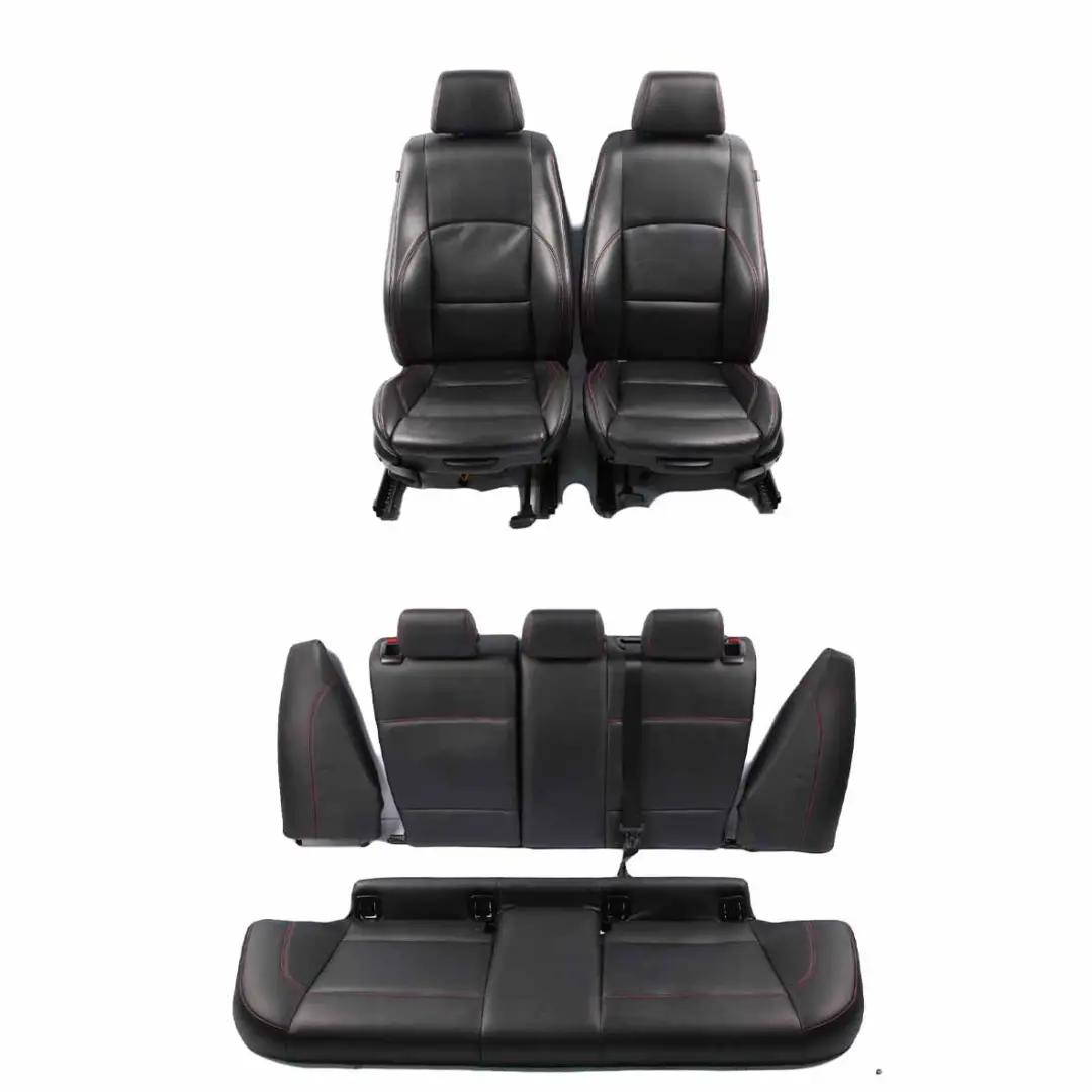  Leather Seats BMW E87 LCI Sport Black Interior Seat Front Rear Airbag Red Thread - SKU E87 Seats Black Leather Set - Part number E87 Seats Black Leather Set