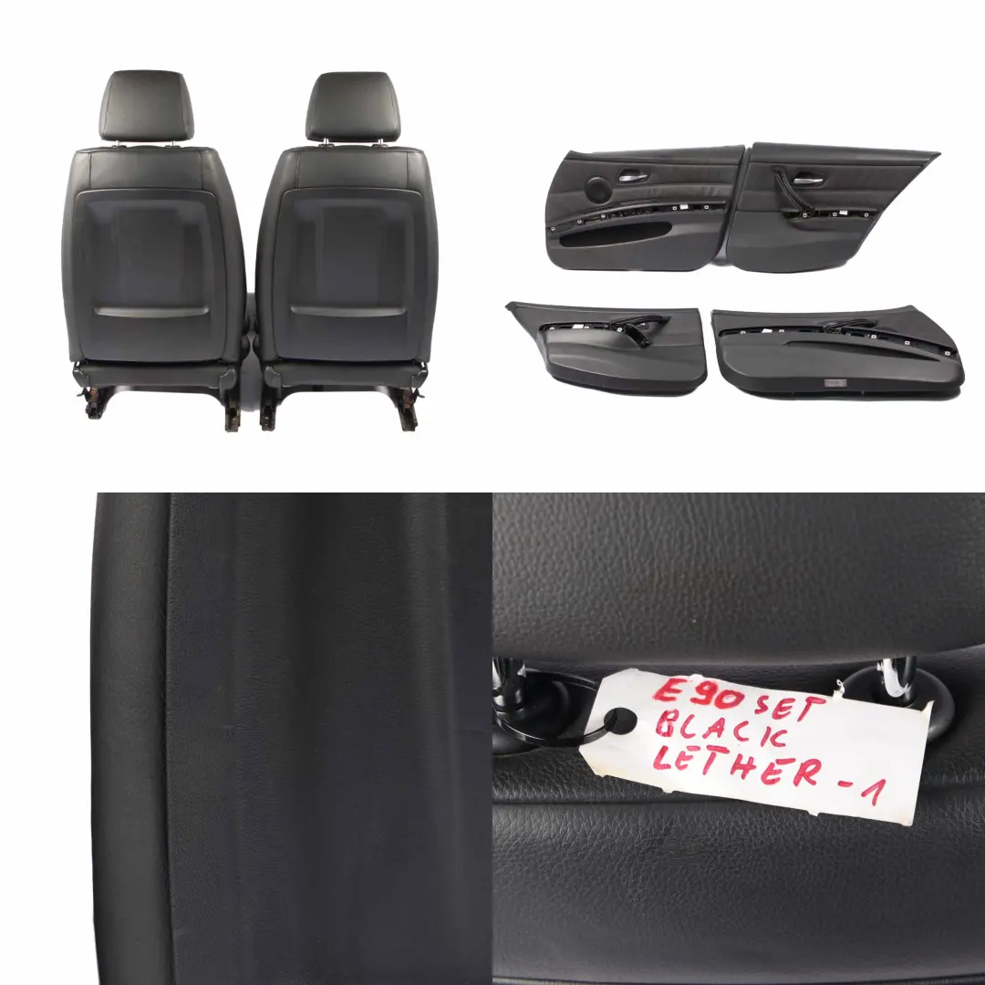 BMW 3 er Limousine Black Schwarz Leder Innensitze Sitze Vorne Hinten Sitz - SKU E90 Black Leather Seats-1 - Teilenummer E90