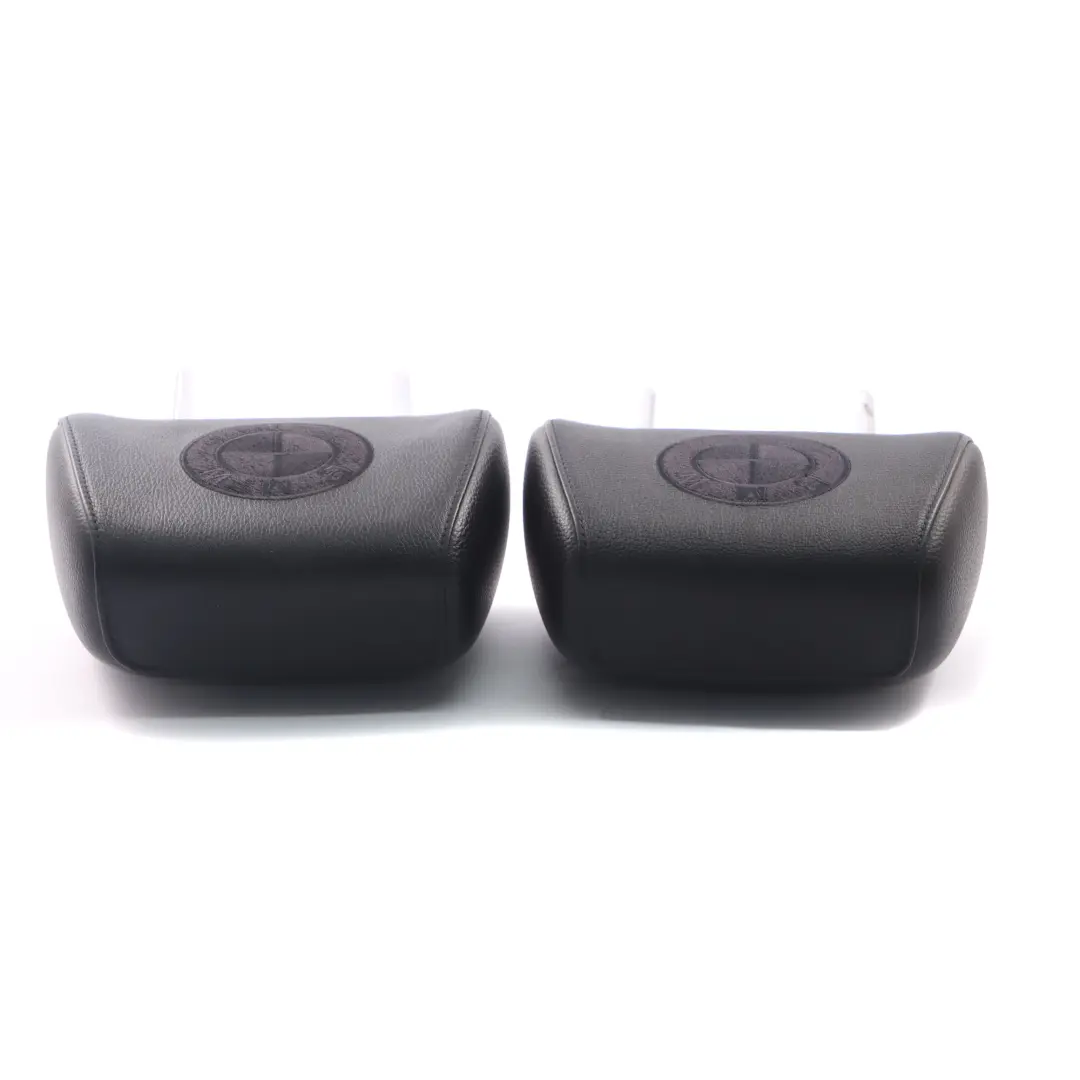 BMW E90 Headrest Front Seat Left Right N/O/S Black Imitation Leather BMW Logo - SKU E90 Headrest Set - Part number E90 Headrest Set