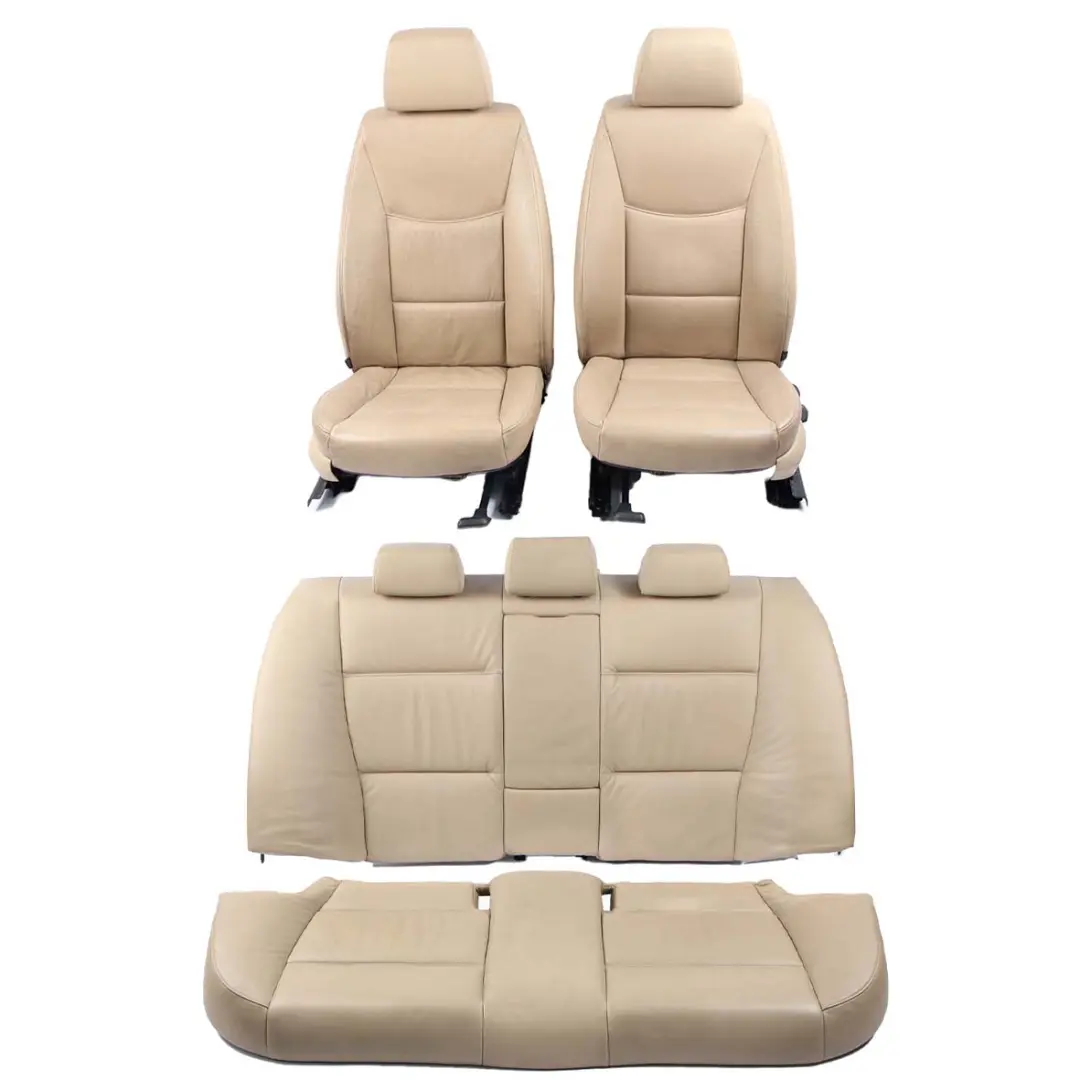 BMW 3 Series E90 Heated Beige Leather Interior Seats with Airbag and Door Cards - SKU E90 Seats Beige Leather - Part number E90 Seats Beige Leather