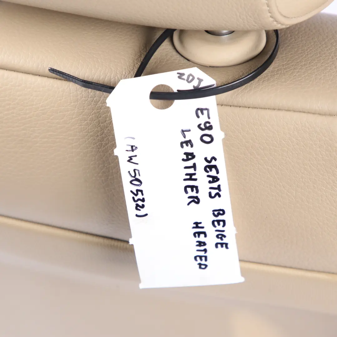 BMW 3 Series E90 Heated Beige Leather Interior Seats with Airbag and Door Cards - SKU E90 Seats Beige Leather - Part number E90 Seats Beige Leather