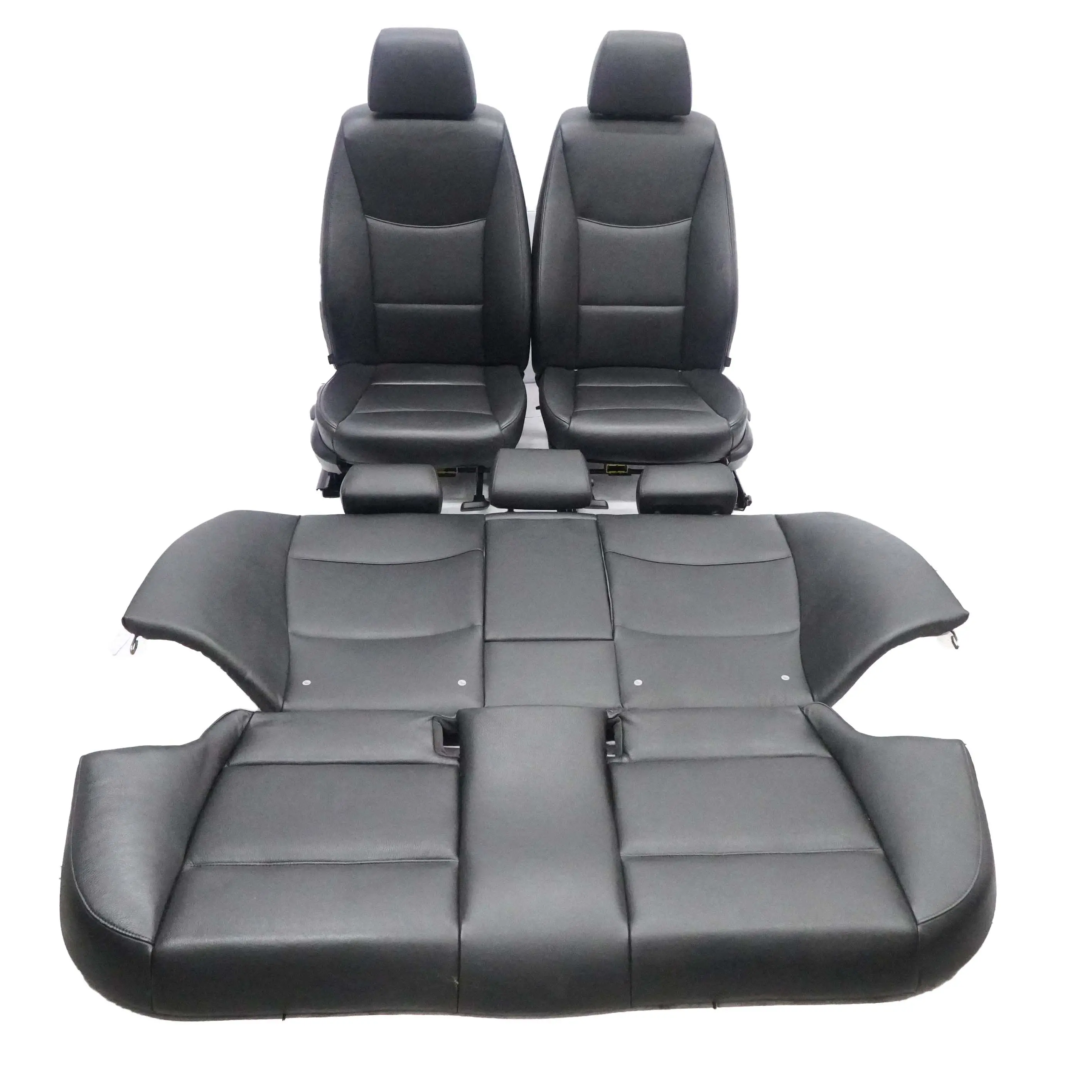 BMW E90 Limousine Schwarz Leder Sitze Vorne Hinten Sitz OHNE Türverkleidung