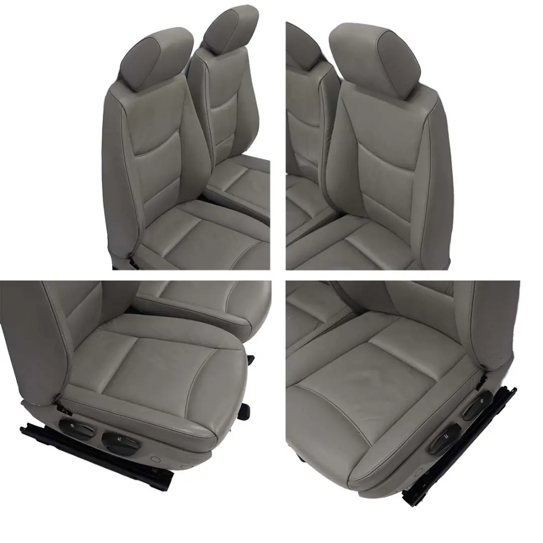 BMW E90 sieges interieurs en cuir gris avant et arriere avec cartes de porte - SKU E90-Seats-Grey-Leather - Numéro de pièce E90 Seats Grey Leather