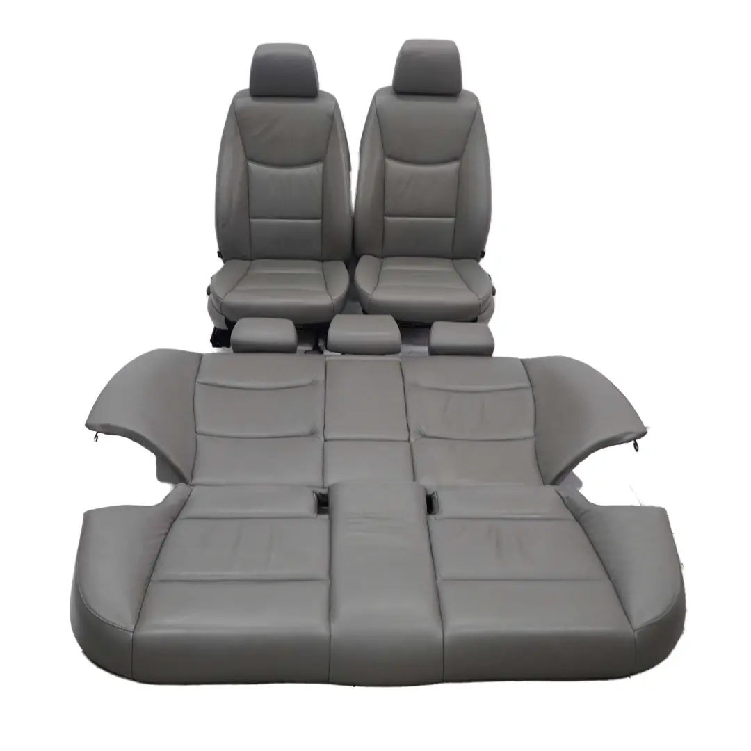 BMW E90 sieges interieurs en cuir gris avant et arriere avec cartes de porte - SKU E90-Seats-Grey-Leather - Numéro de pièce E90 Seats Grey Leather