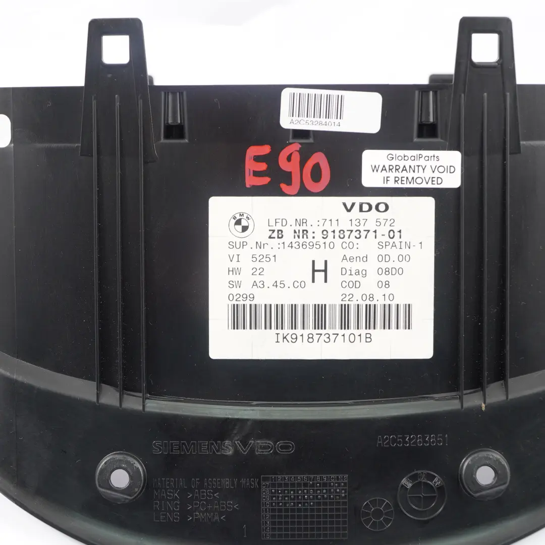  Verre De Compteur De Vitesse BMW E90 E91 E92 LCI Tableau Bord Horloges Couvercle - SKU E90-Speedo-Glass-1 - Numéro de pièce E90 Speedo Glass