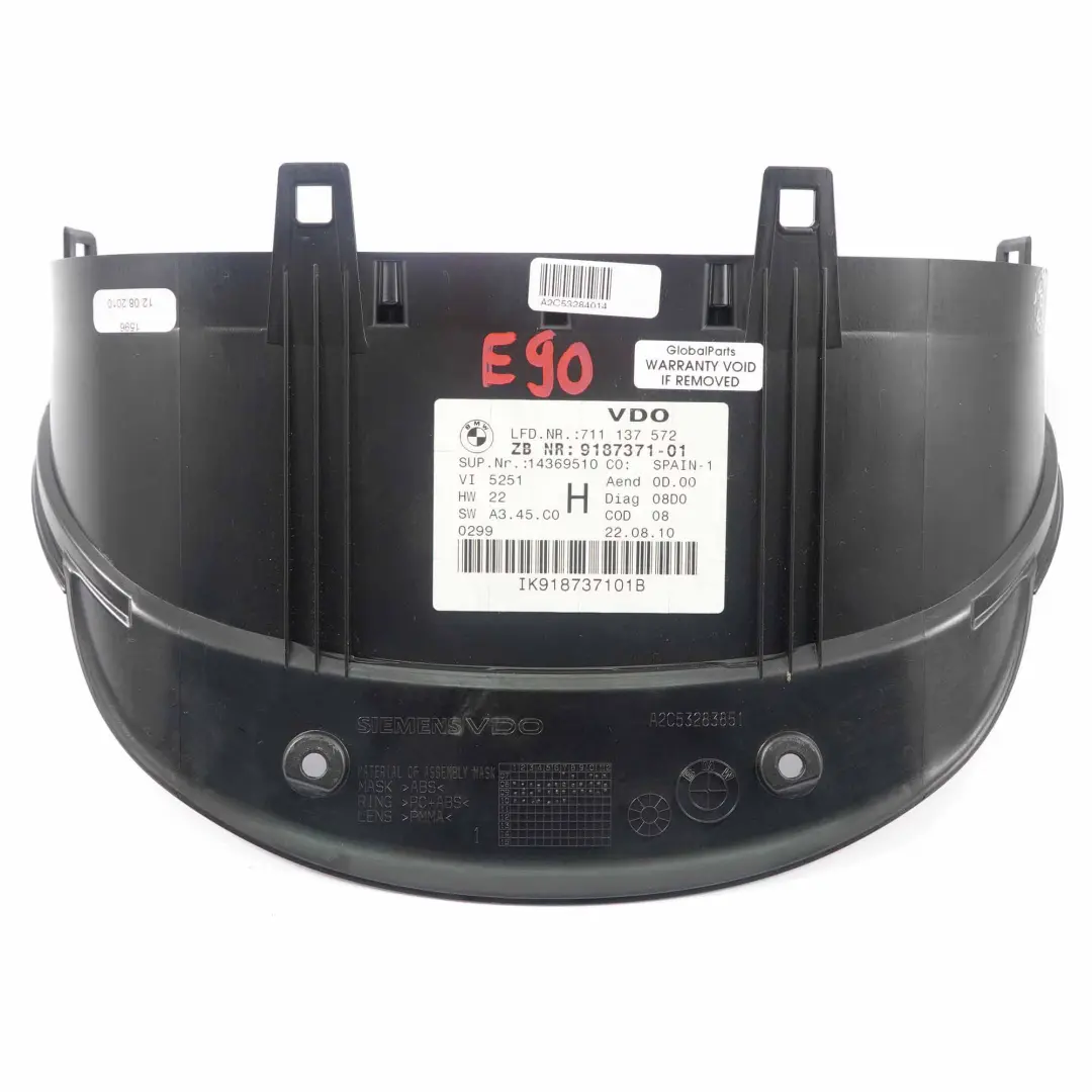  Verre De Compteur De Vitesse BMW E90 E91 E92 LCI Tableau Bord Horloges Couvercle - SKU E90-Speedo-Glass-1 - Numéro de pièce E90 Speedo Glass
