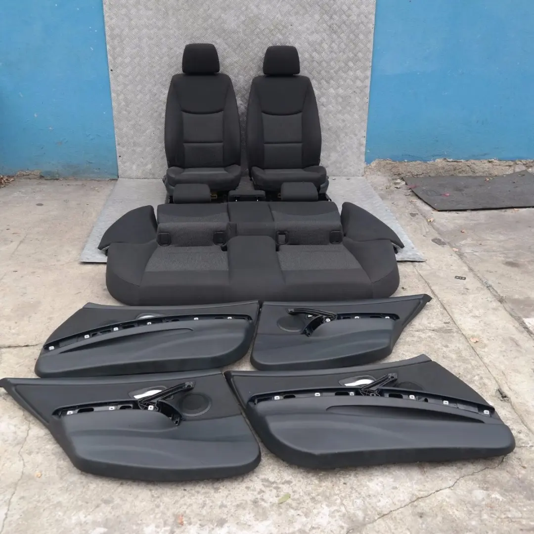 Cloth Fluid Anthracite Interior Seats with Airbag Door Cards to BMW 3 SERIES with Part number E91 BMW 3 SERIES Cloth Fluid Anthracite Interior Seats with Airbag Door Cards - SKU E91 Black Cloth Seats-1 - Part number E91